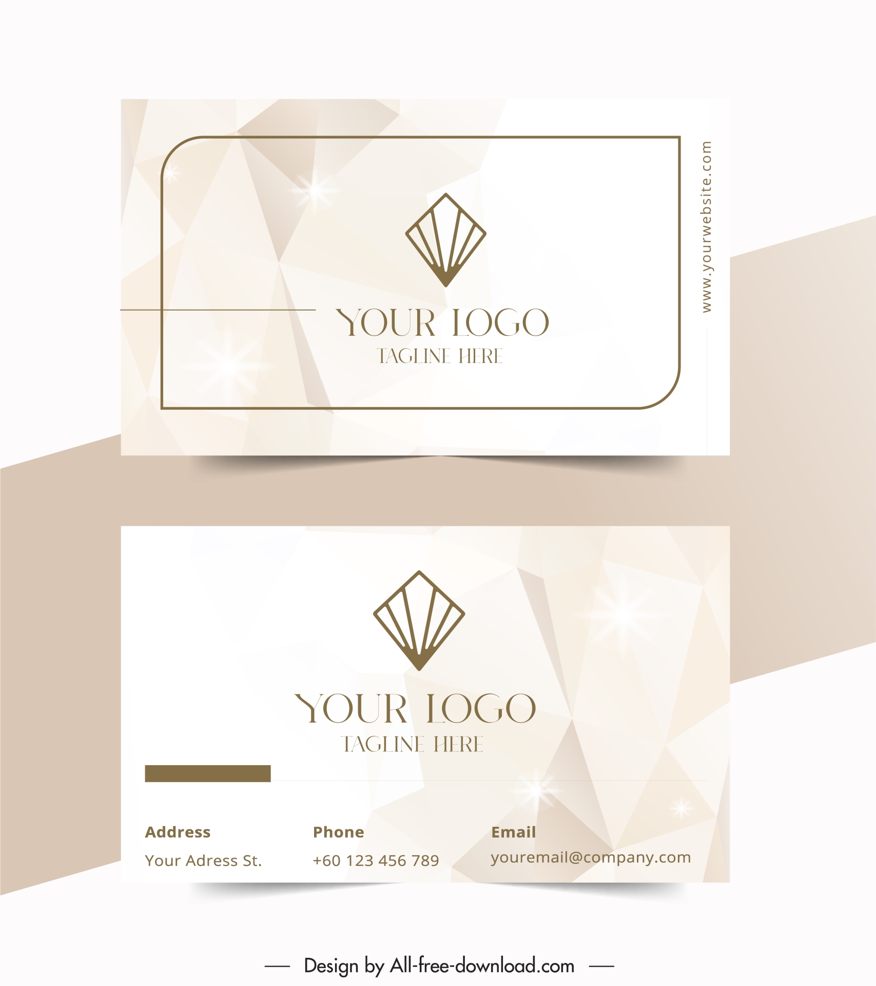 jewelry business card templates sparkling bright geometric diamond