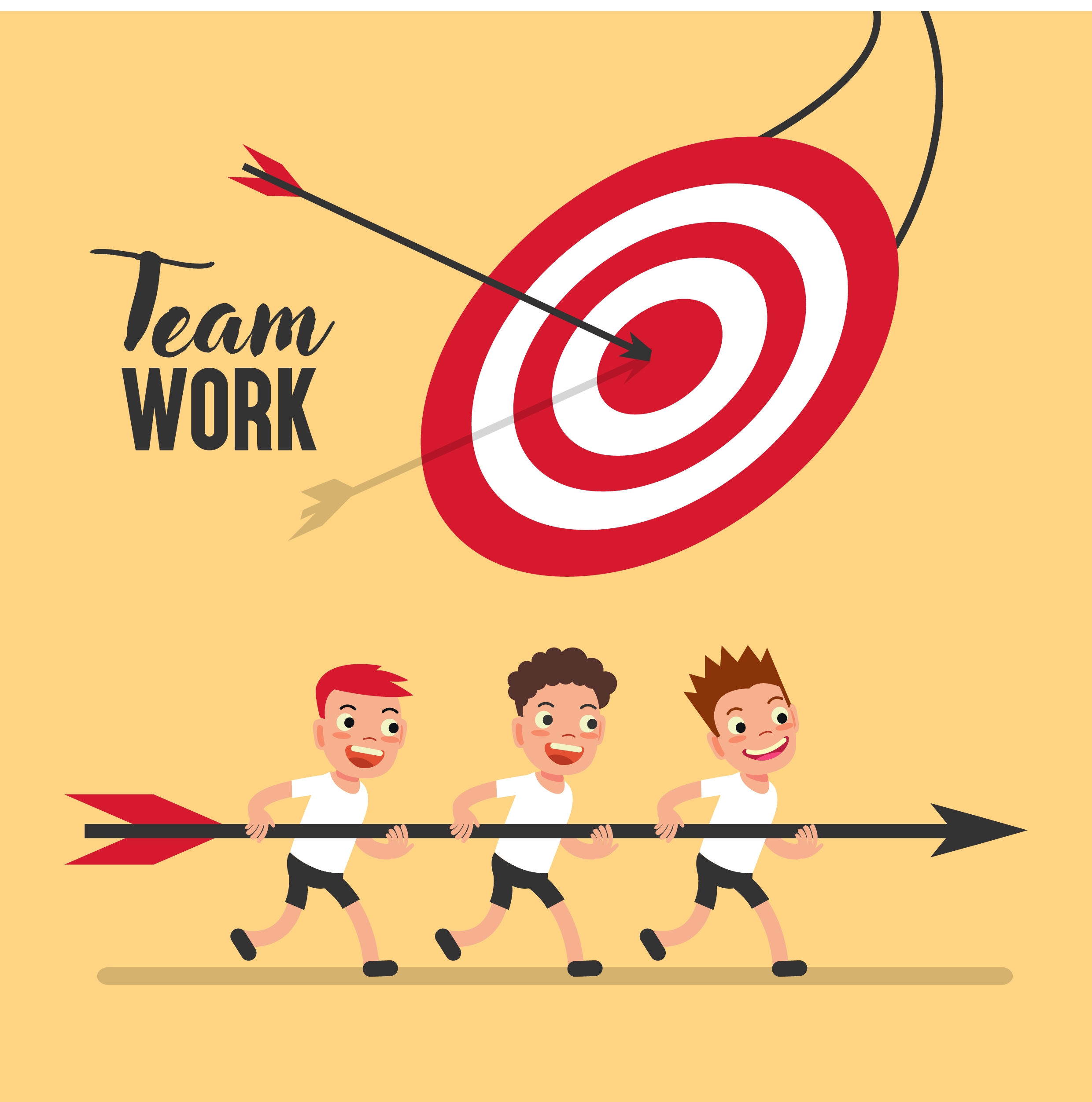 team work background boys arrow target icons decor