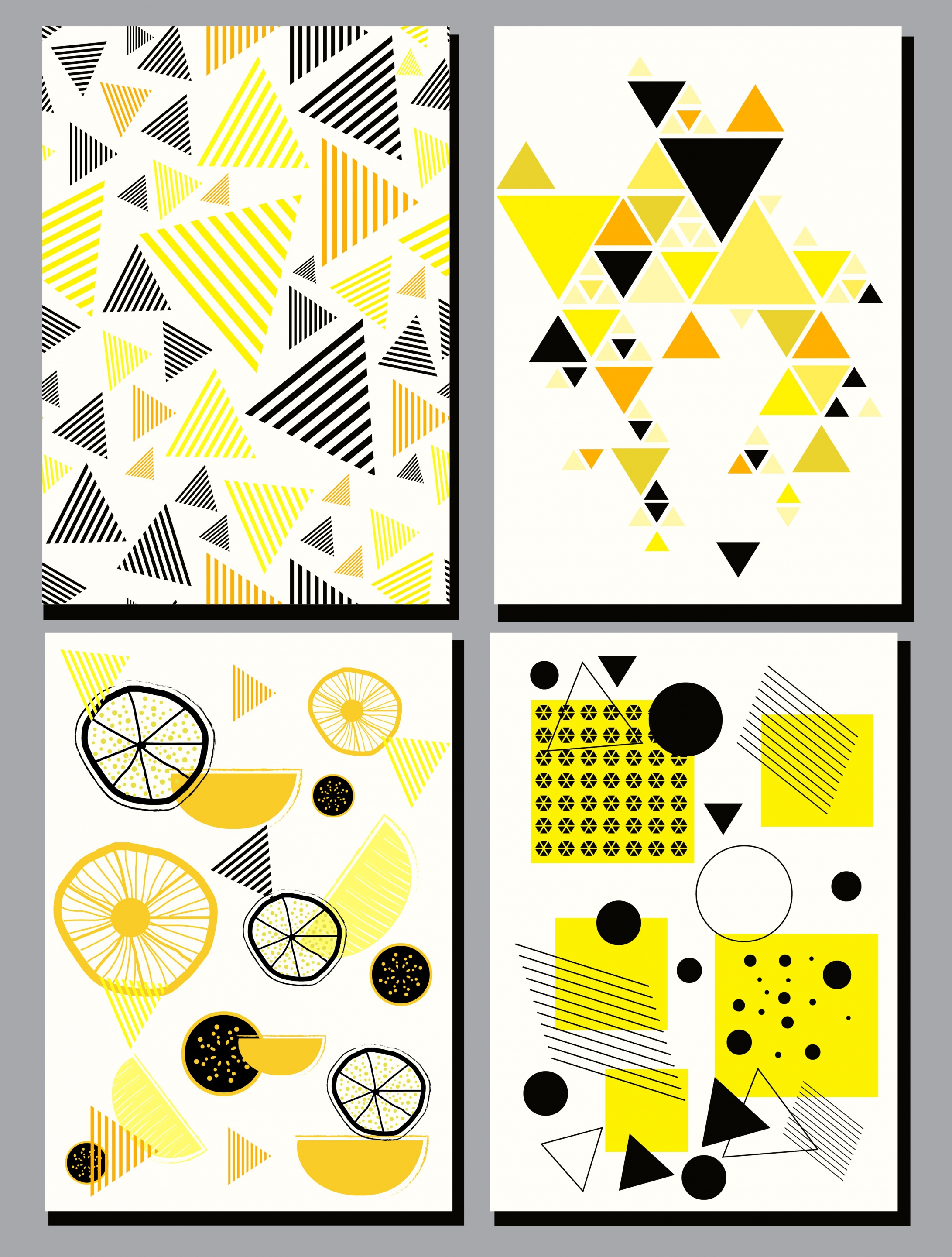 abstract painting sets yellow decor geometric design