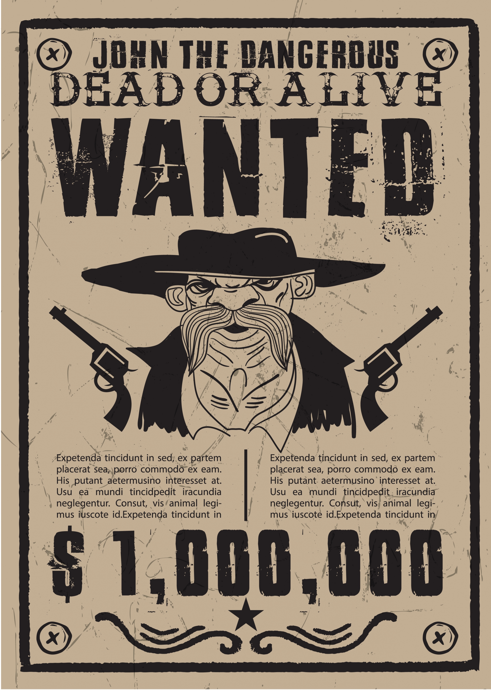 cowboy wanted poster black white retro design