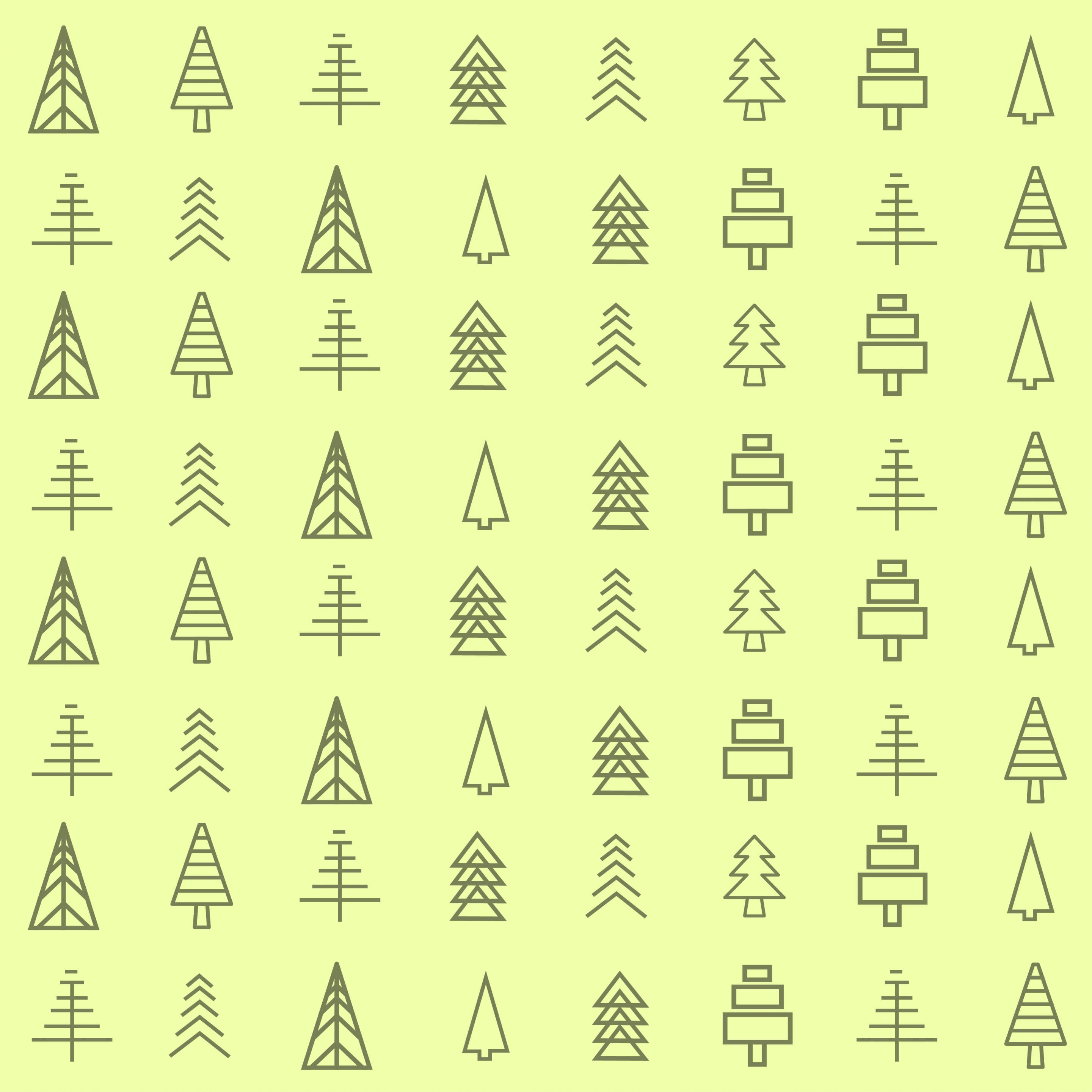 tree icons collection various shapes lines decoration