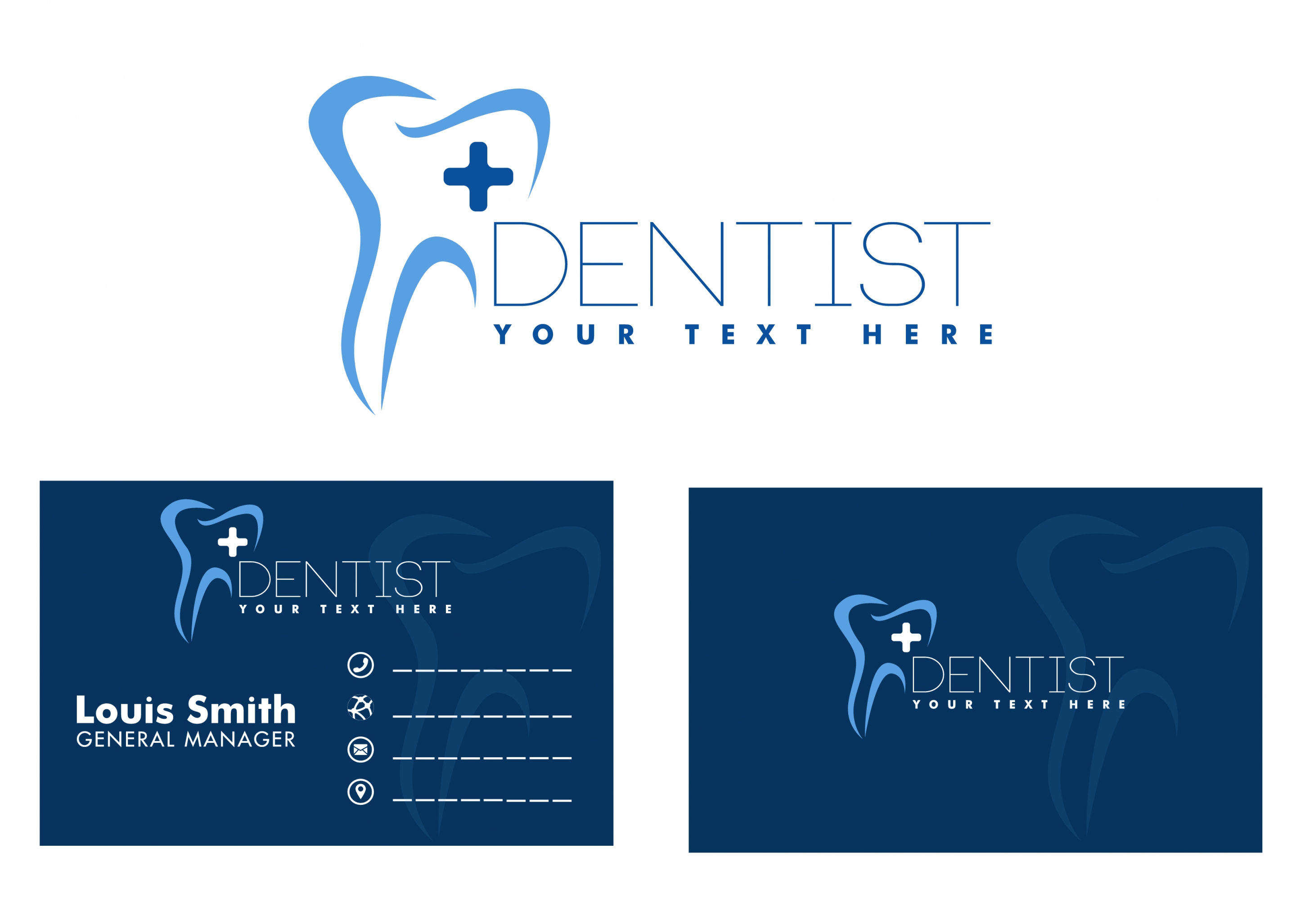 dental name card tooth icon sketch blue design