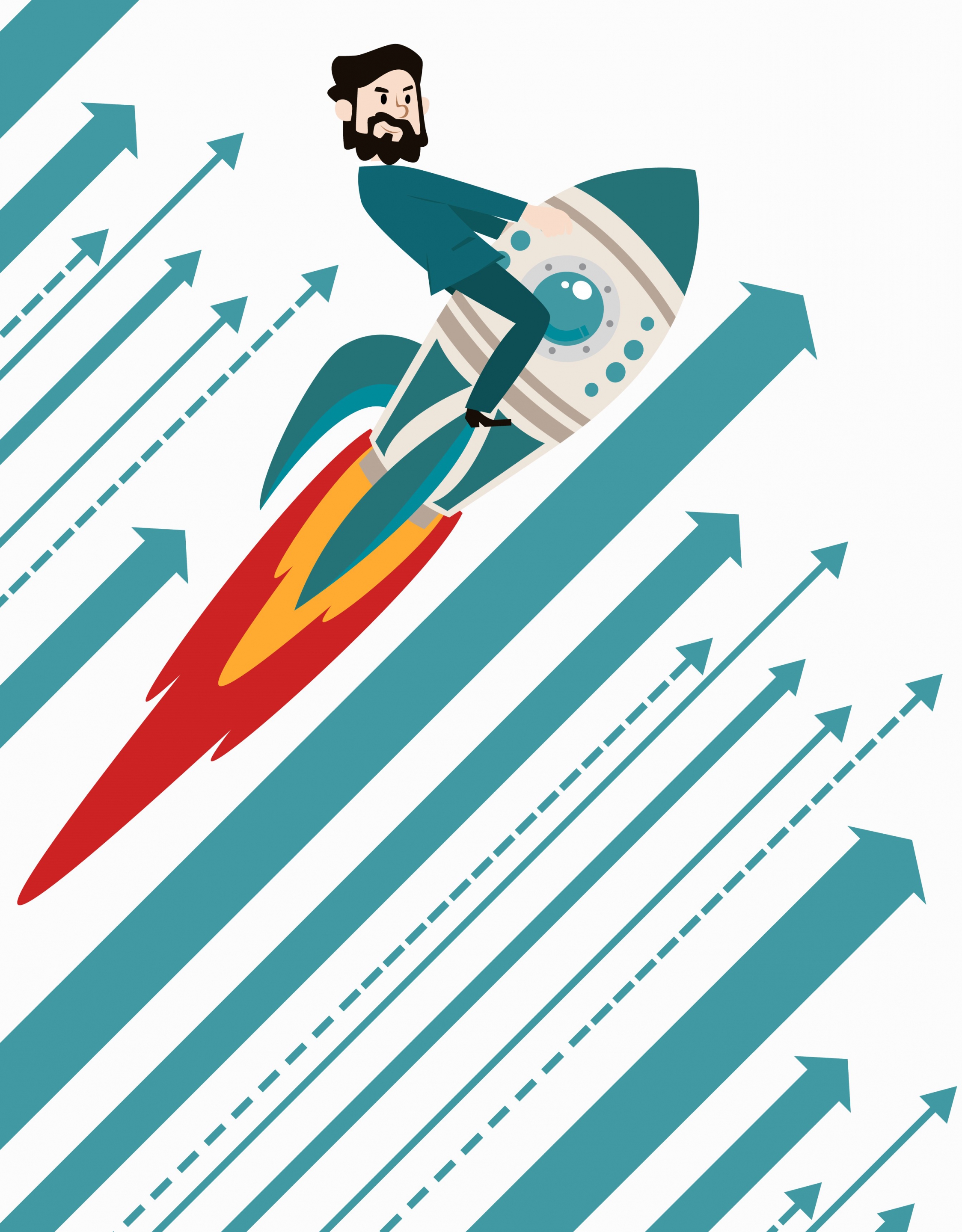 speed background man riding spaceship arrow icons