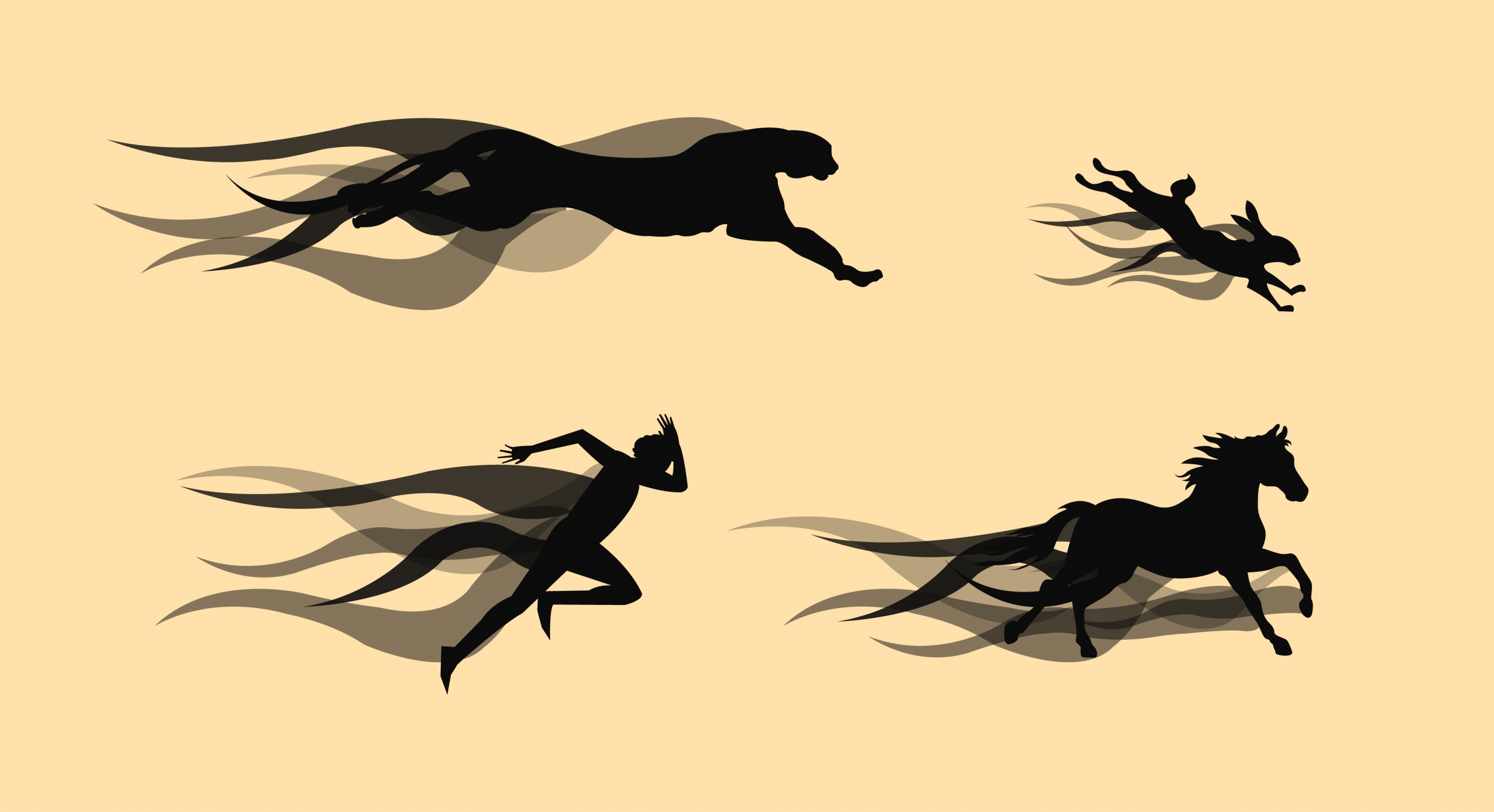 speed design elements human panther horse rabbit icons