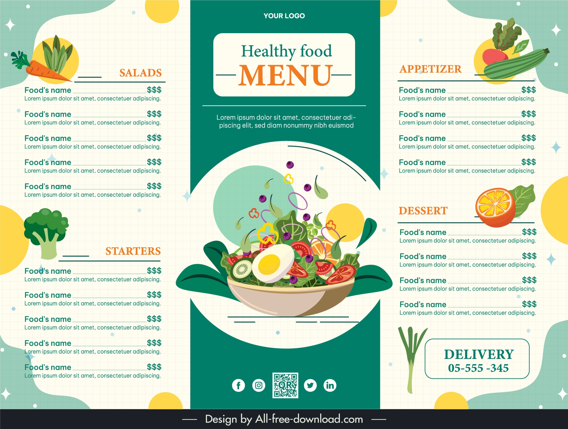 healthy menu template dynamic delicious food