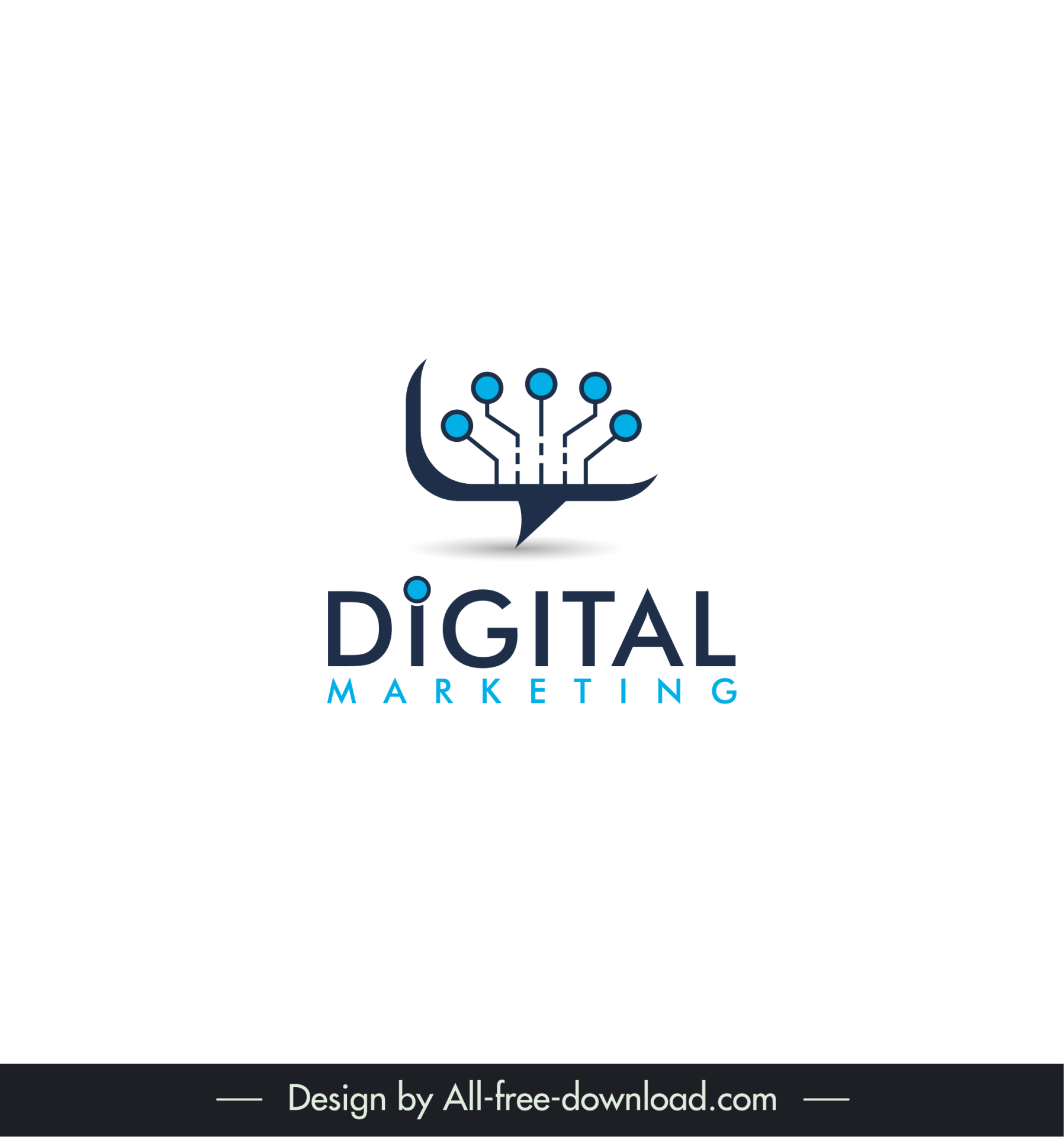 digital marketing logo flat chip shape