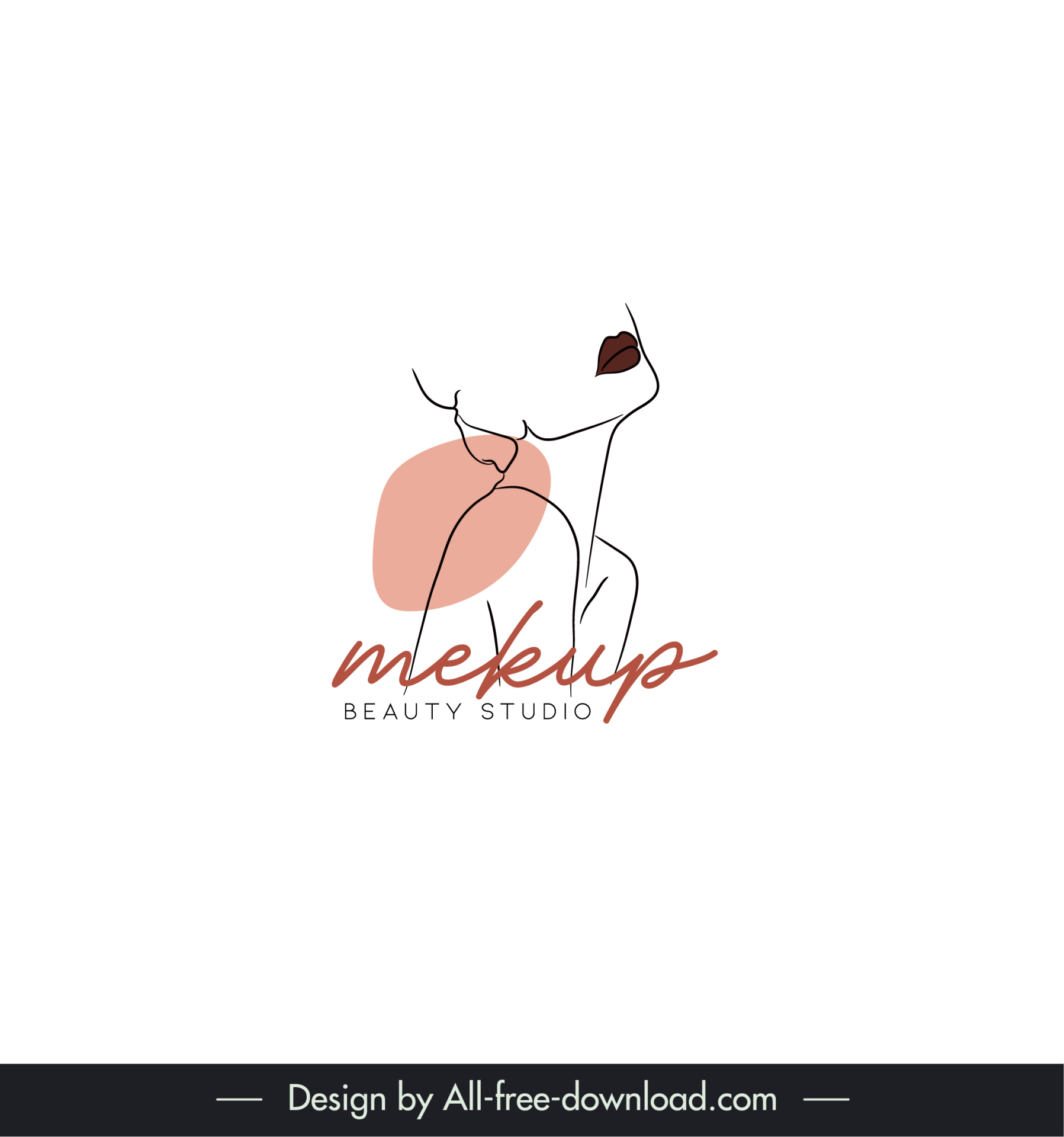 makeup beauty studio logo handdrawn lady texts