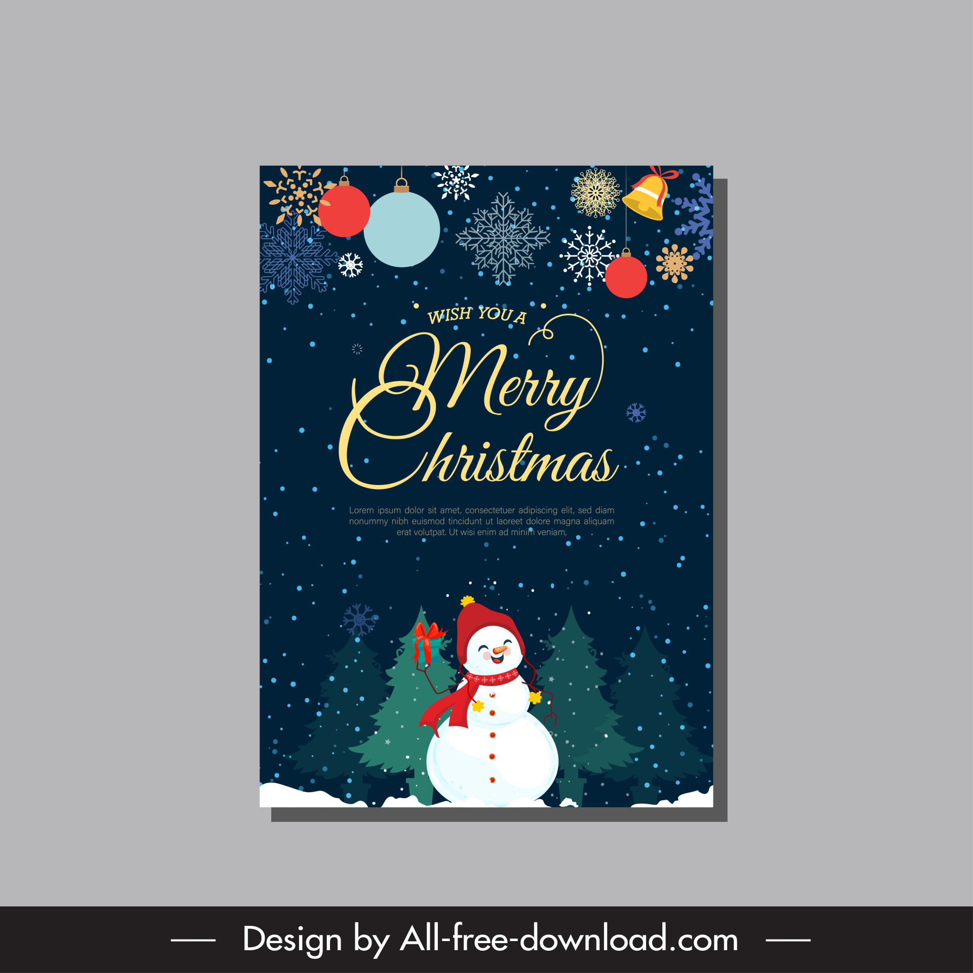 ebook cover page christmas template cute snowman winter falling snow sketch