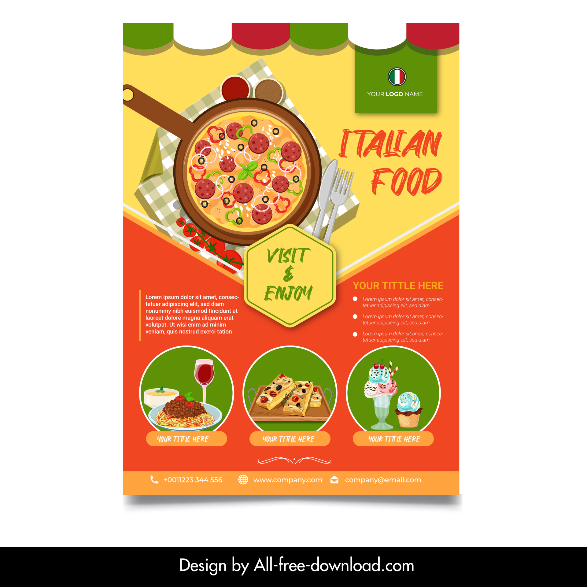 italian food flyer advertising template flat elegant food decor