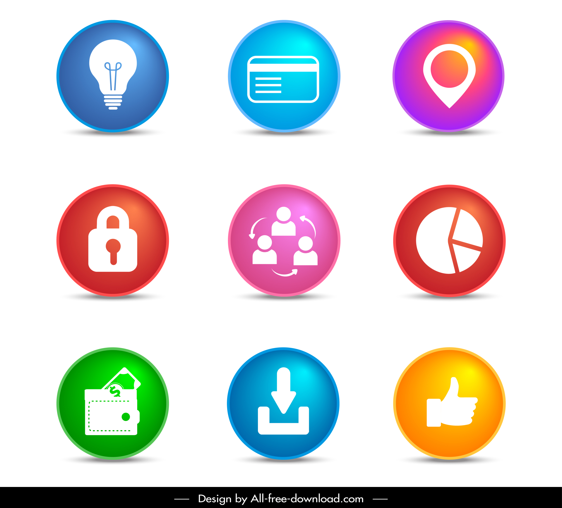 online advertising icons modern flat circle design elegant symbols sketch