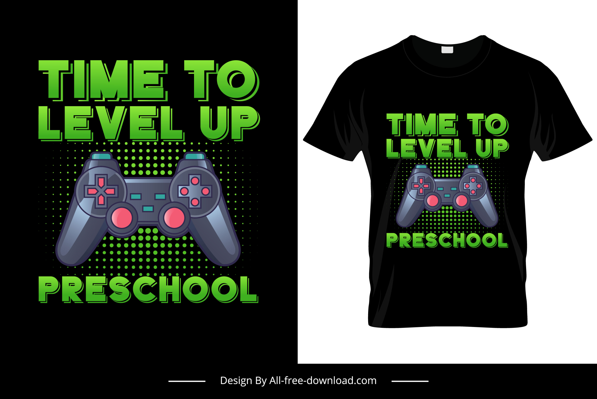 time to level up pre school quotation tshirt template modern game play station sketch