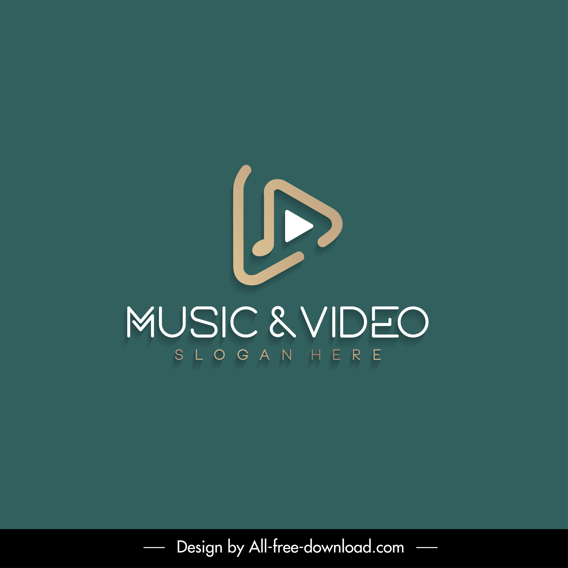 music and video logo template play button texts flat sketch