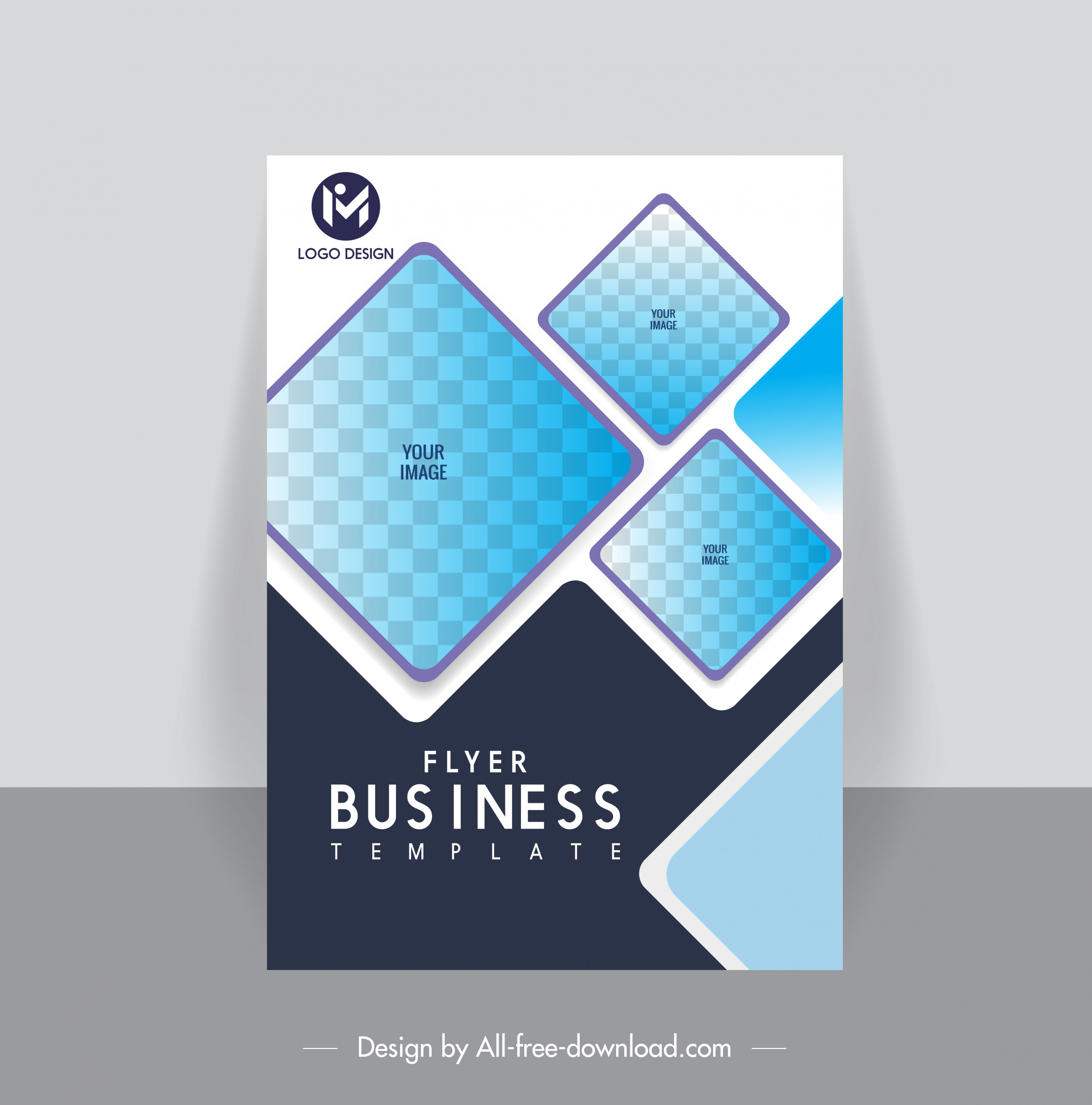 business flyer cover template flat geometric checkered decor