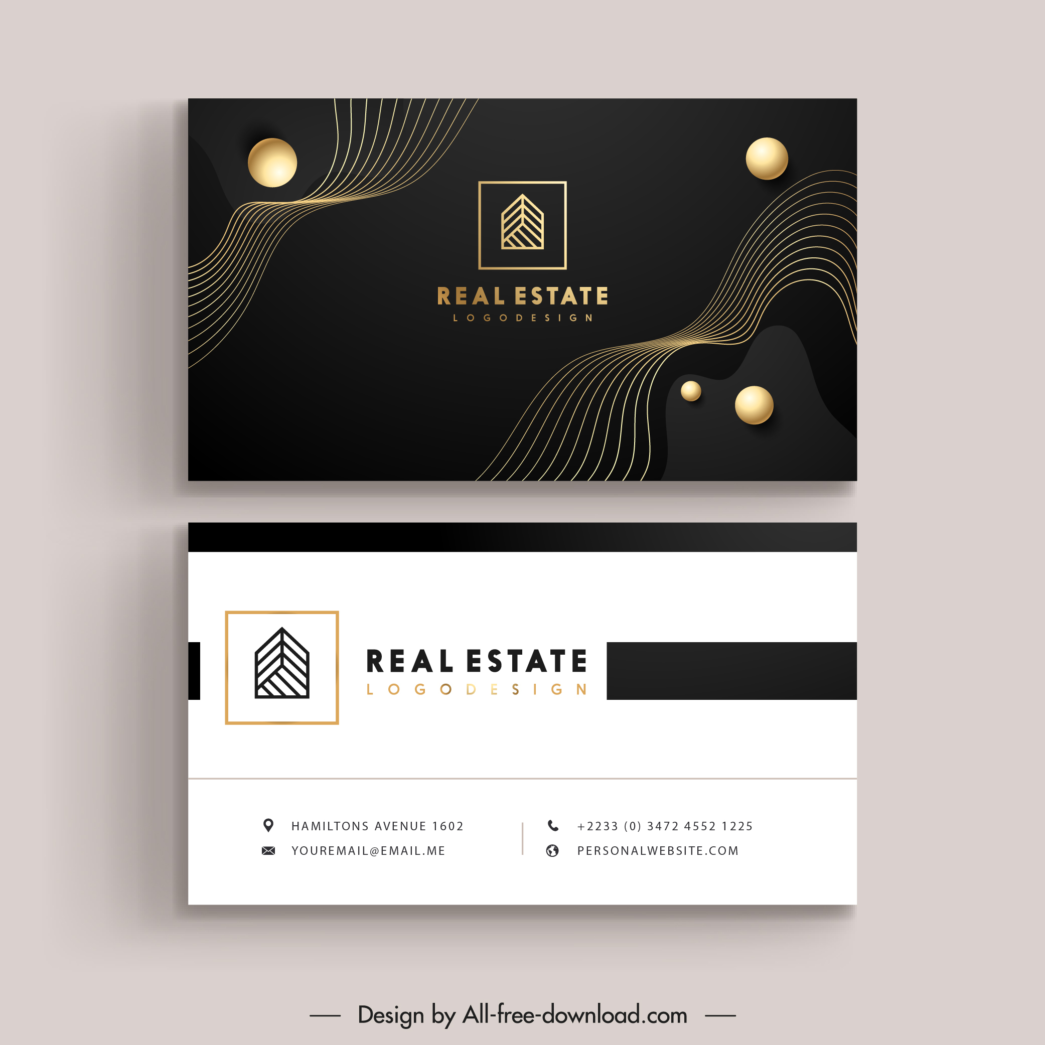 business card template modern contrast dynamic round curves