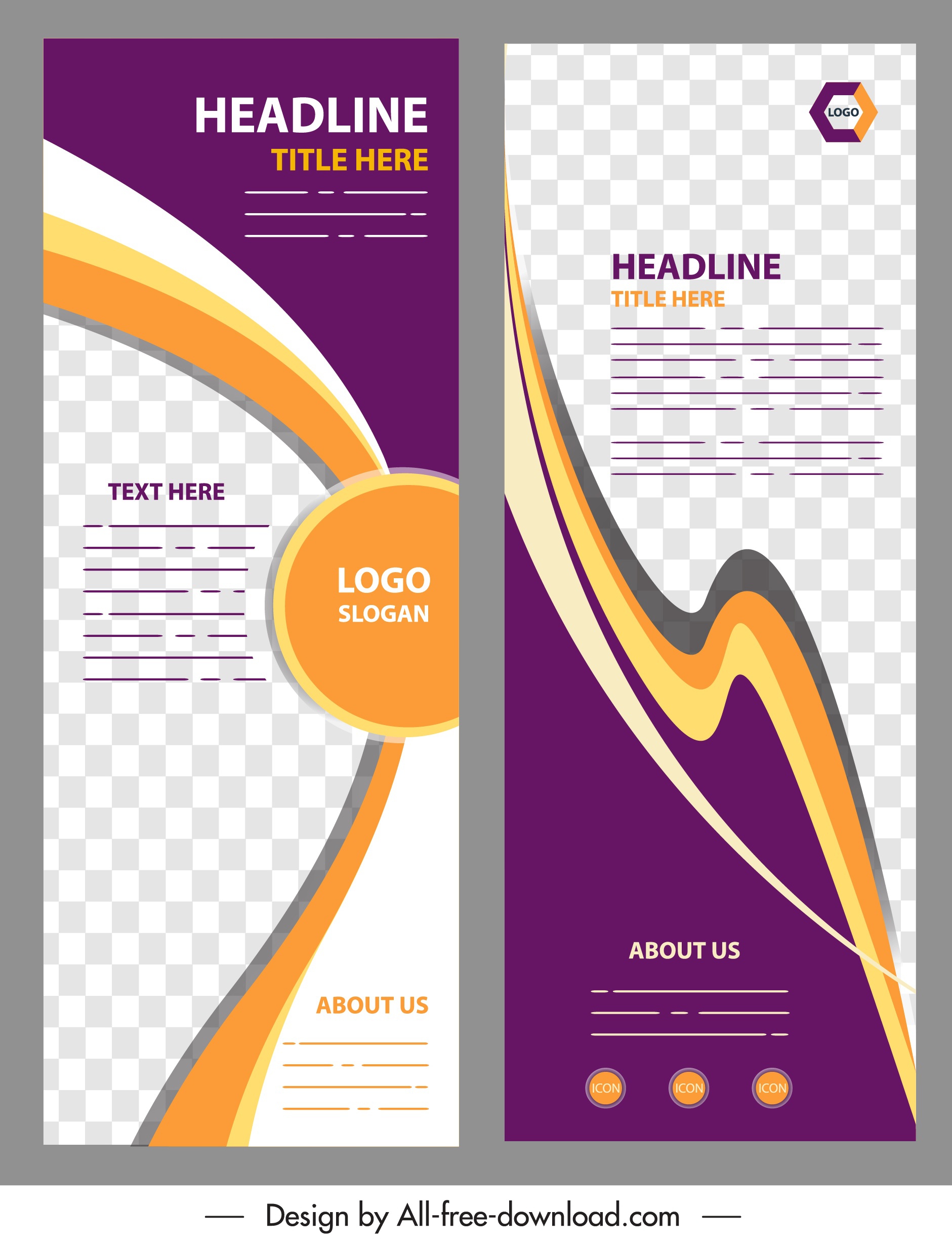 business banner template colorful checkered curves decor