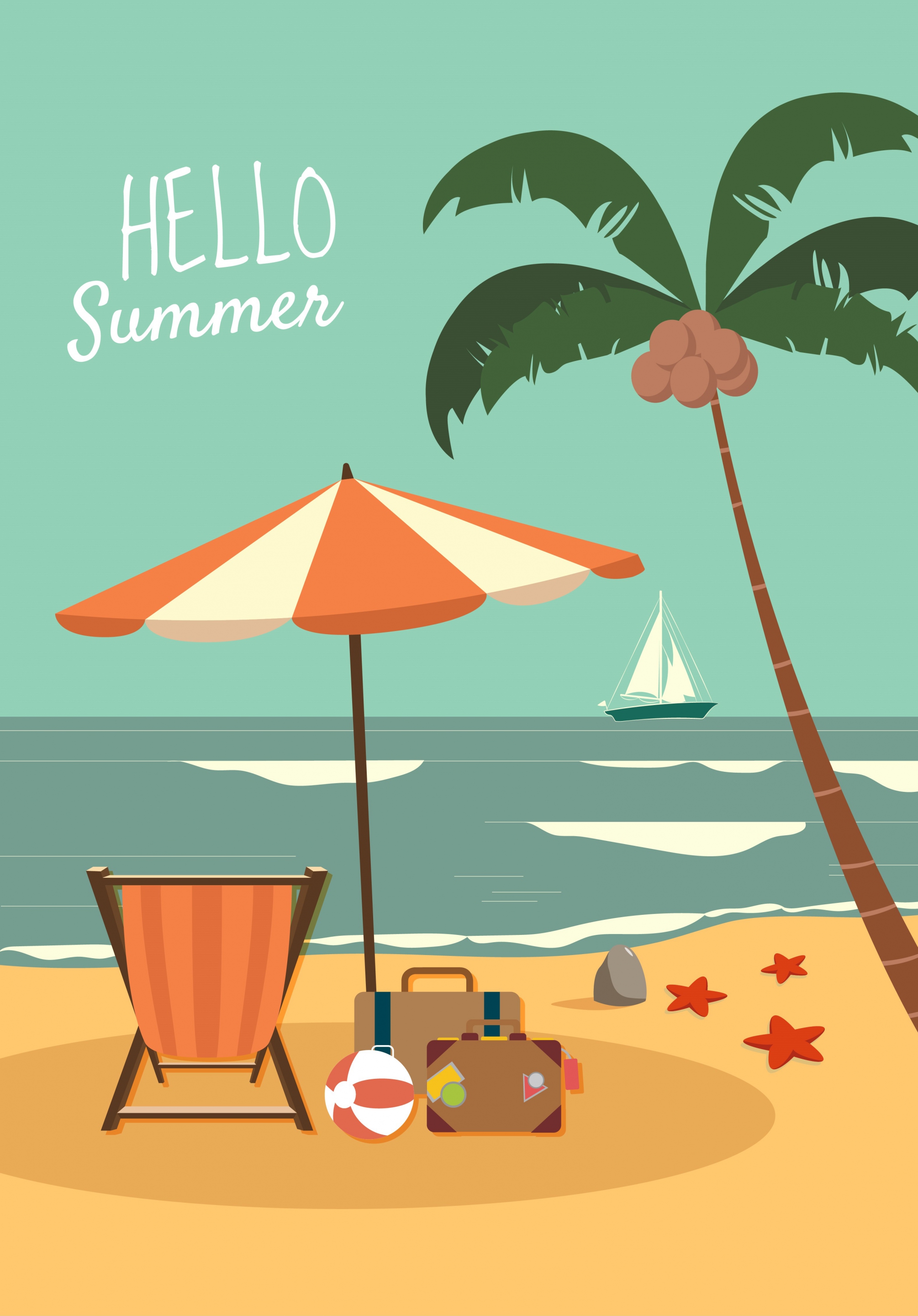 summer time banner beach trip icon classical design