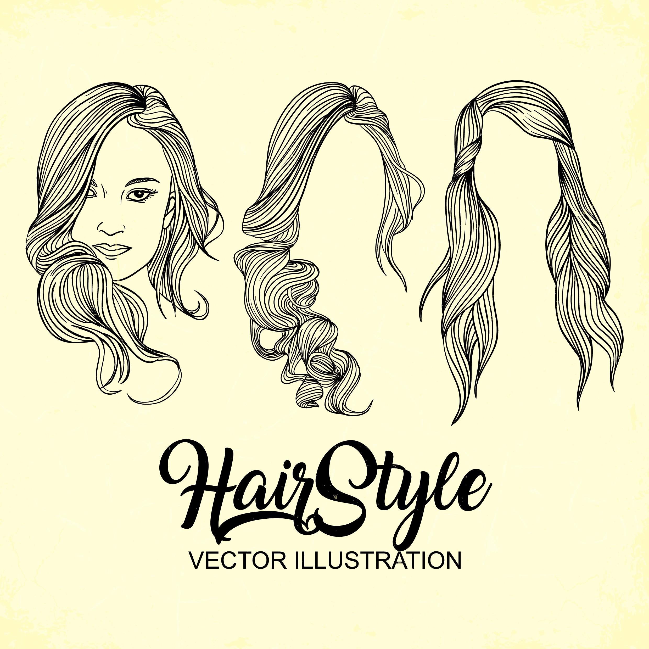 woman hairstyle design handdrawn sketch