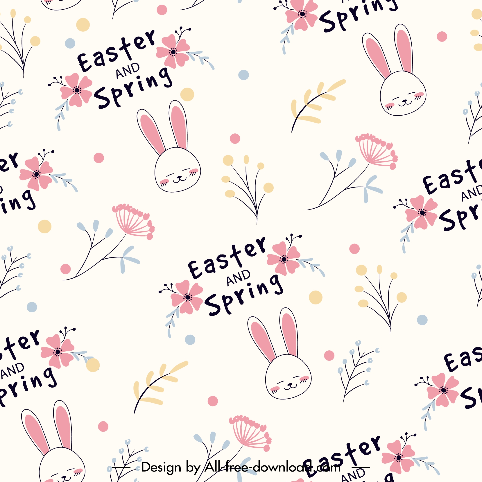 easter background preppy template cute bunnies flowers