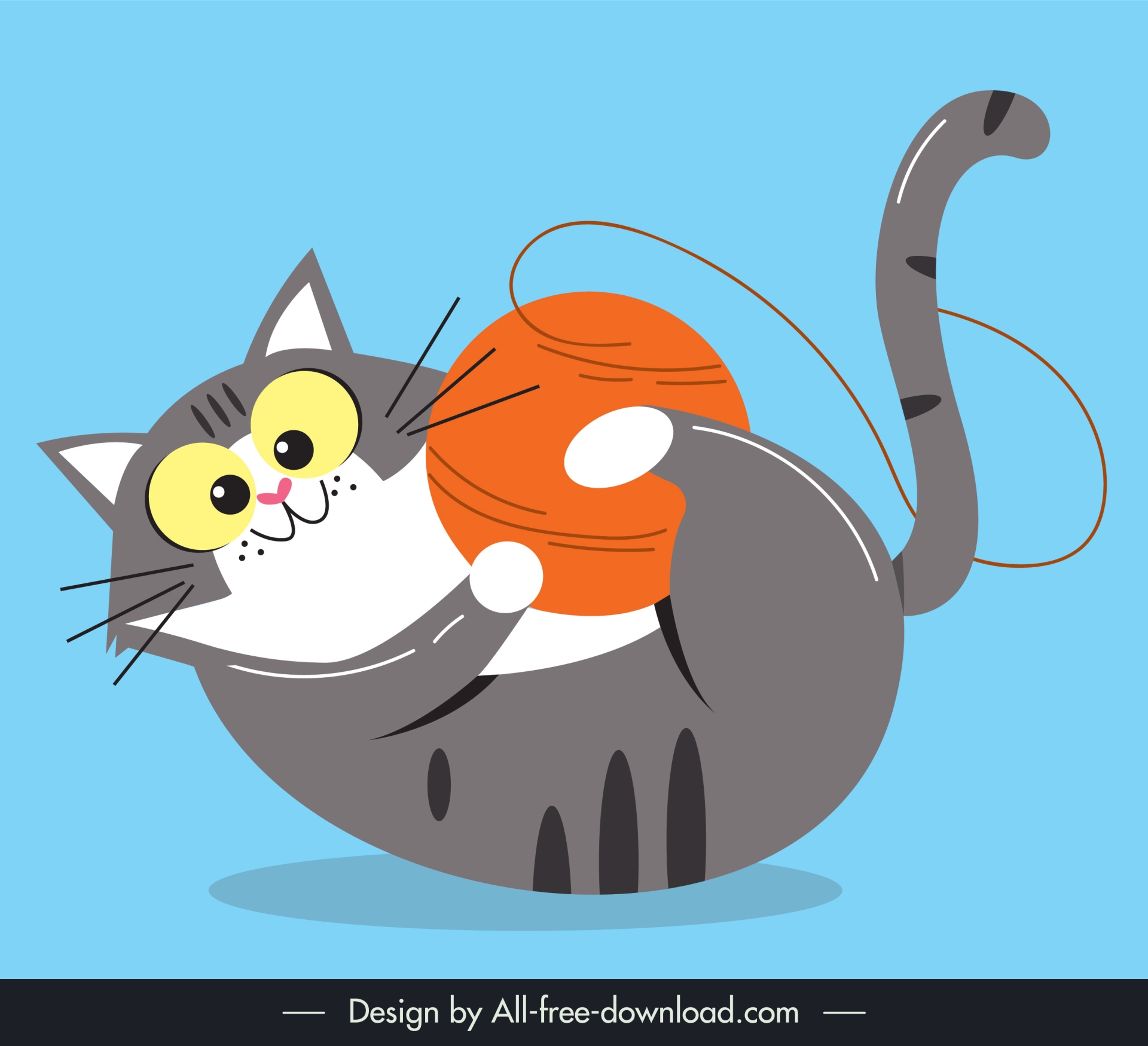 fat cat design elements dynamic playful cartoon handdraw