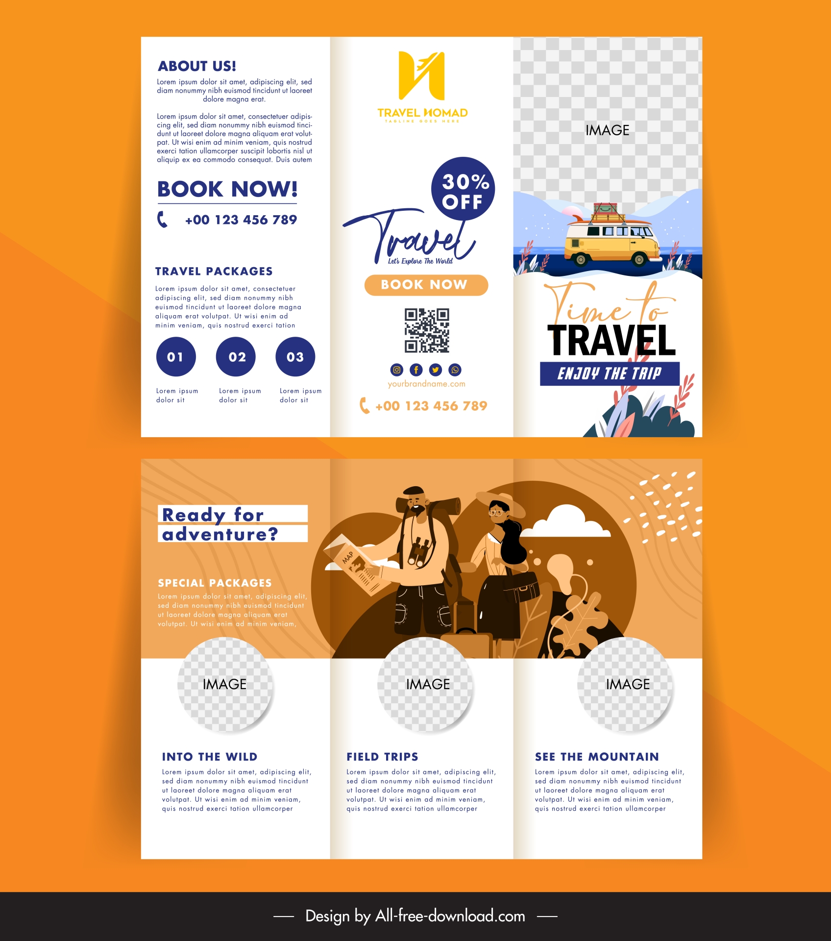 traveling brochure template cartoon trifold