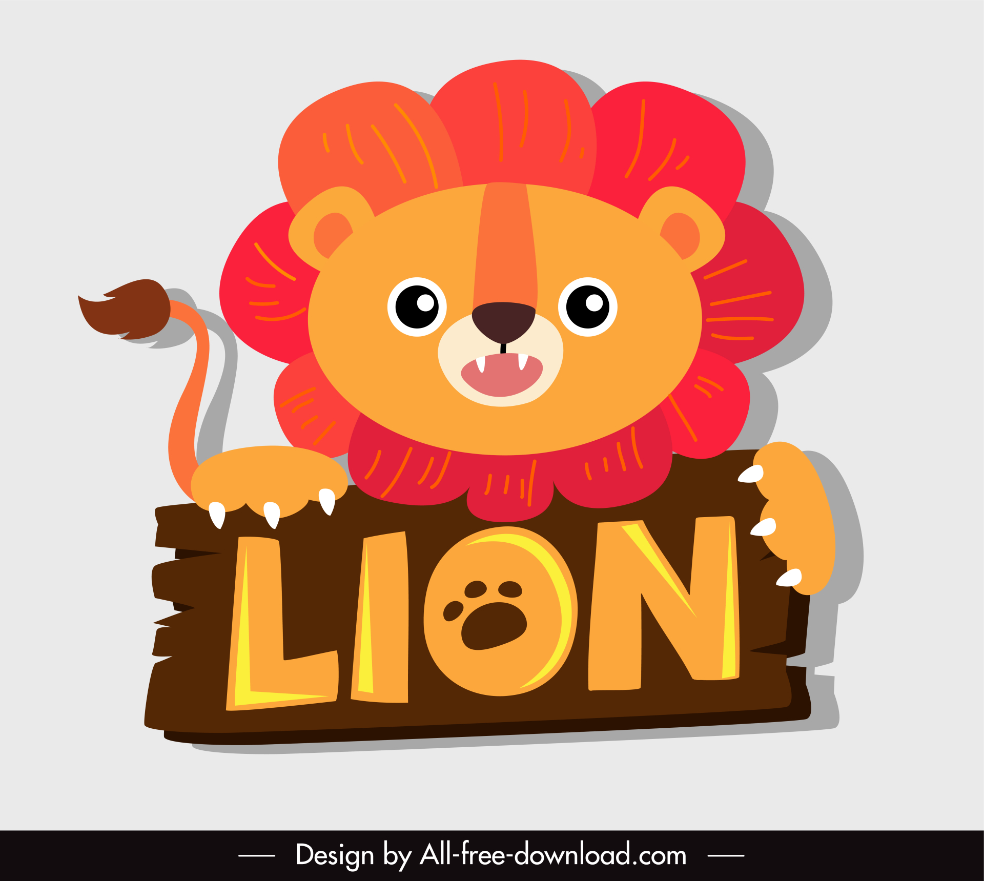 lion animal sticker template colored flat sketch