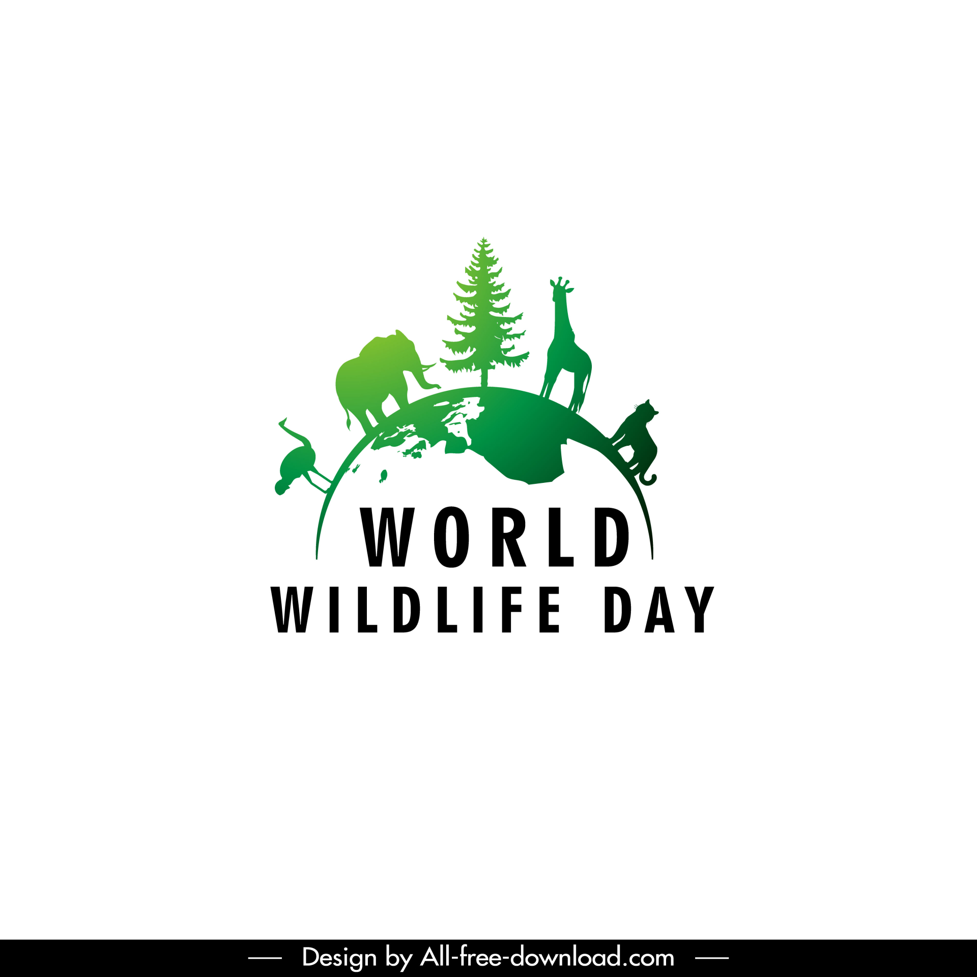 world wildlife day logo template elegant silhouette animals species earth sketch