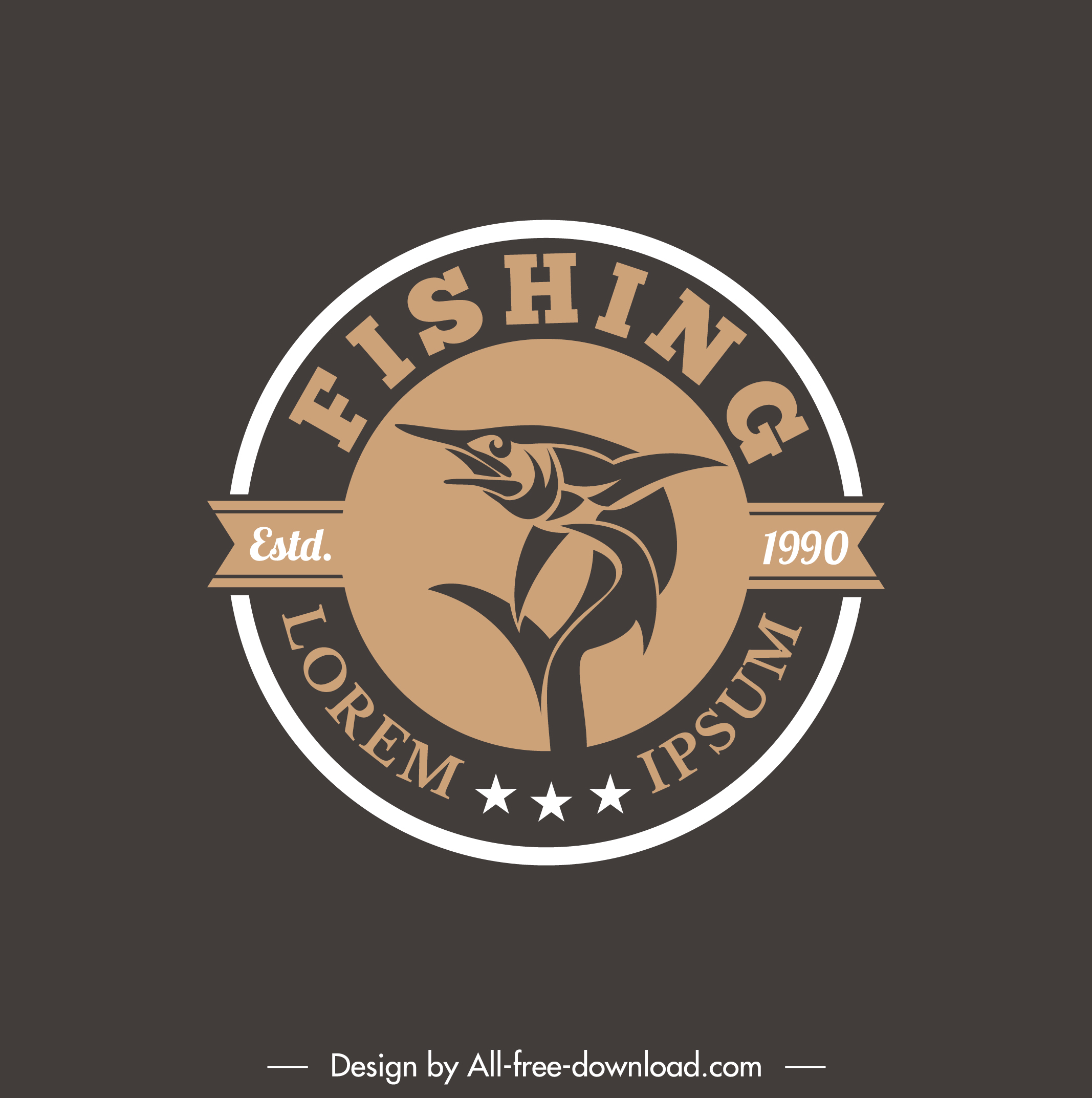 fish logo template dark flat classical design