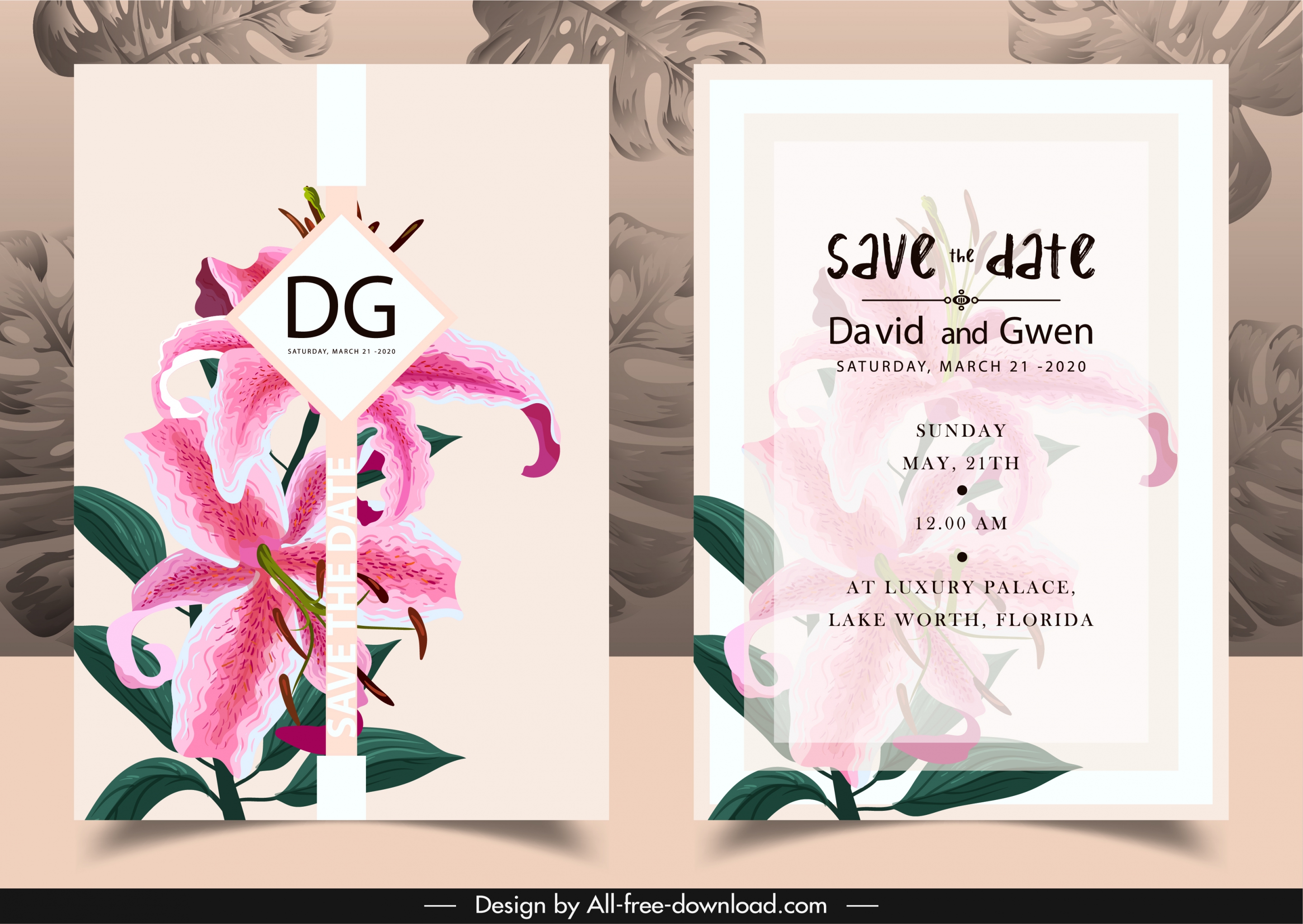 wedding invitation card template elegant lily petals decor