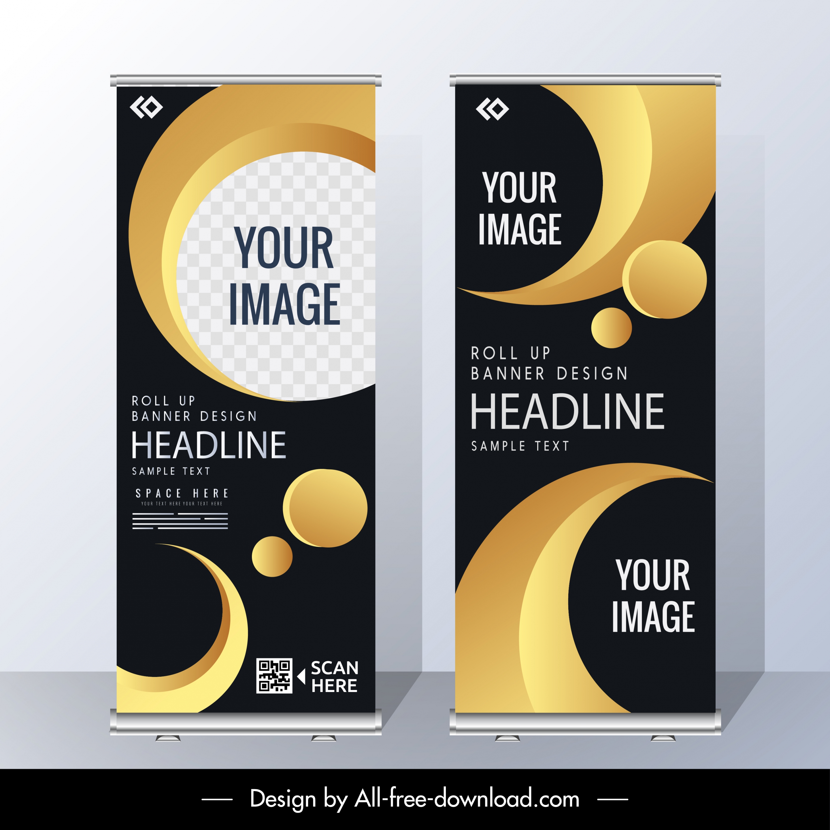 corporate banner templates elegant modern yellow black decor