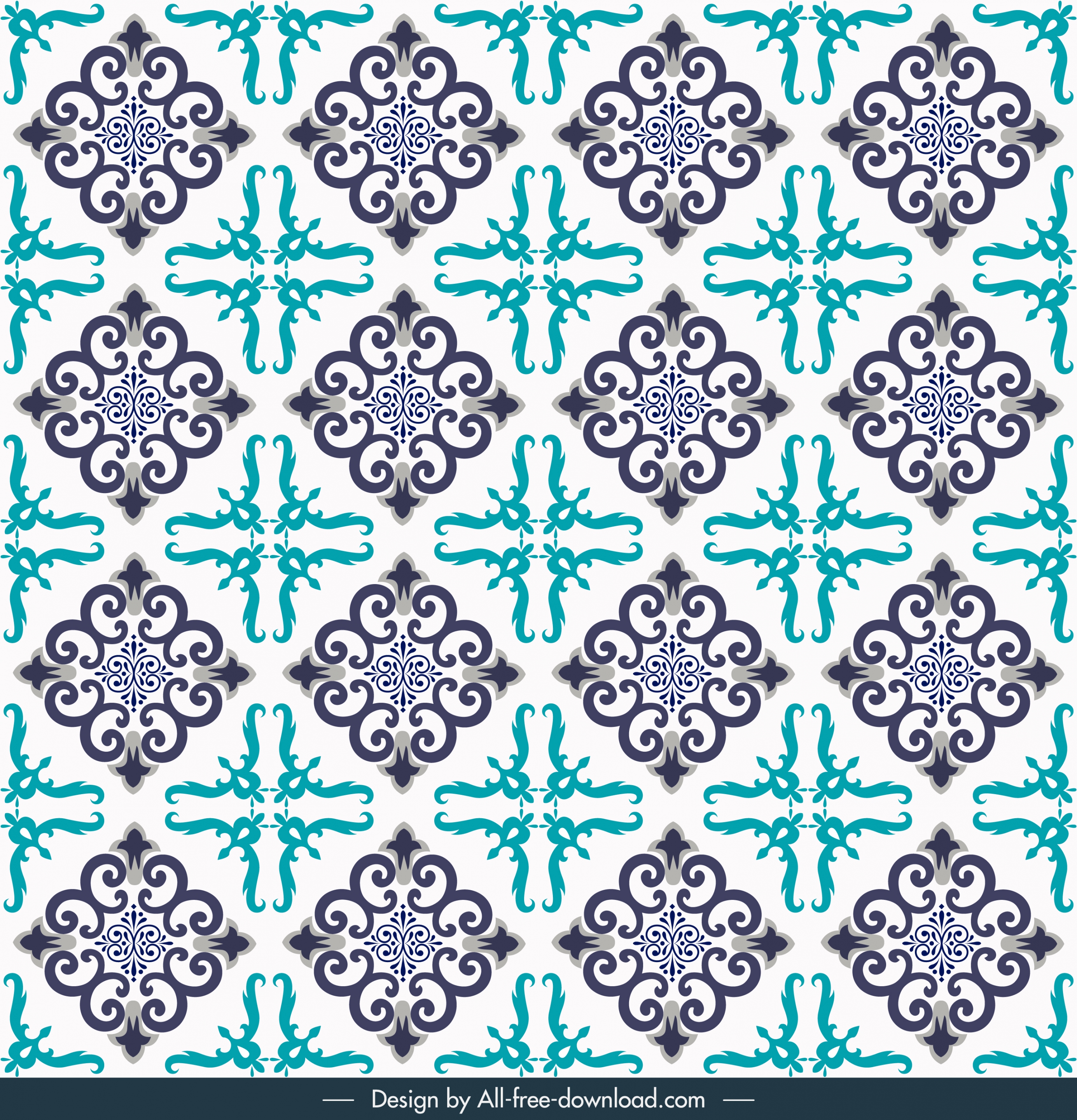 decorative pattern repeating symmetric flat abstract shapes