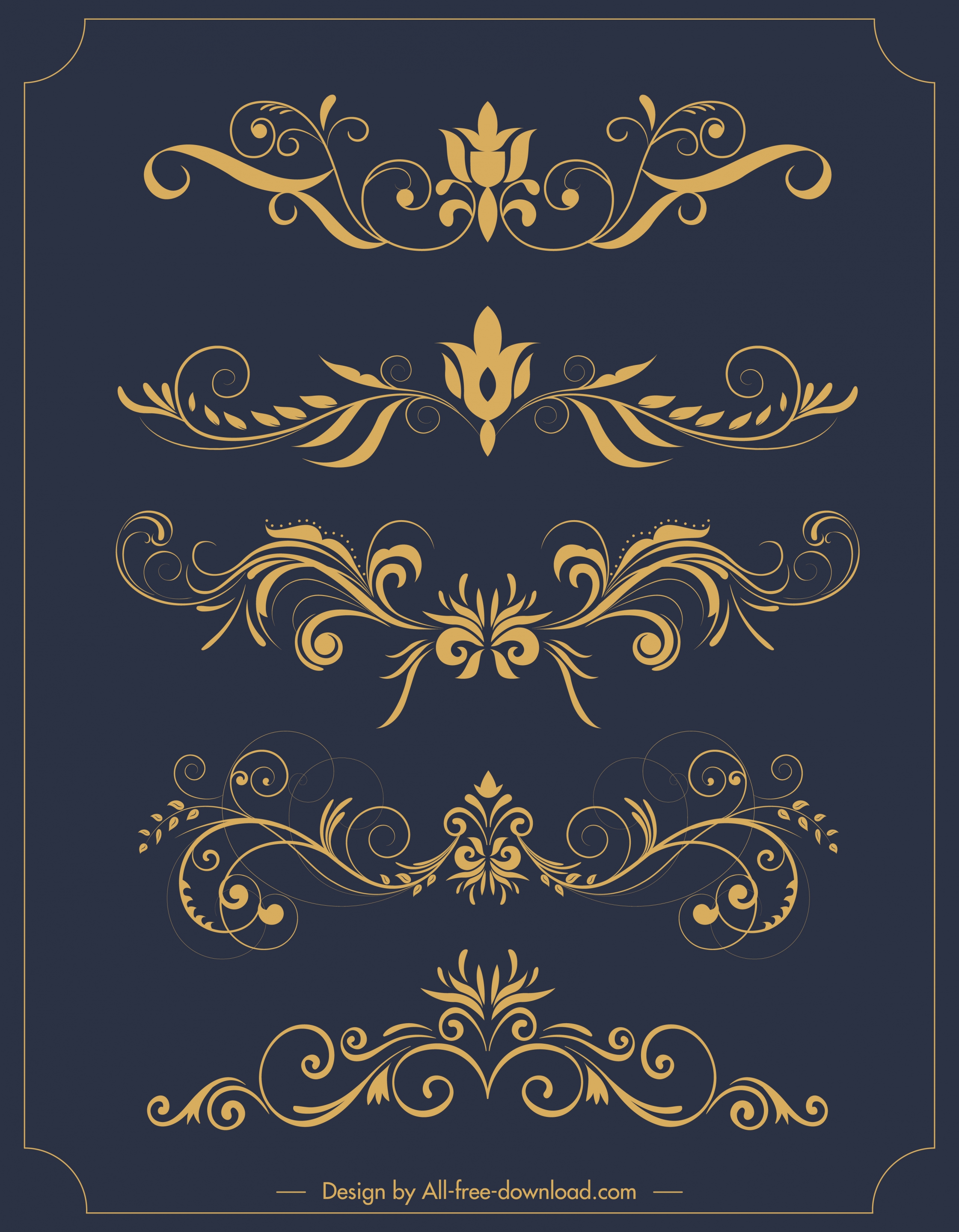 decorative elements sets classical elegant symmetric curves sketch