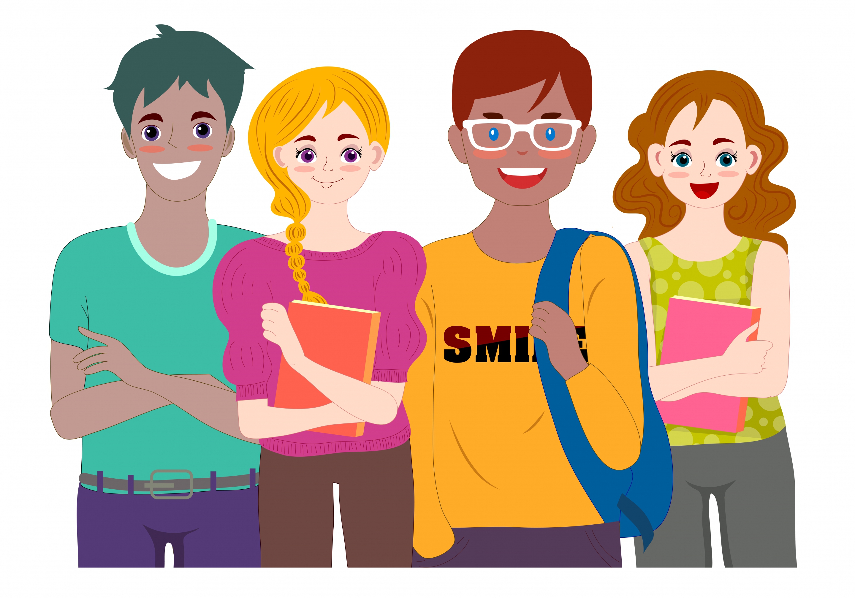 students icons modern colored cartoon characters