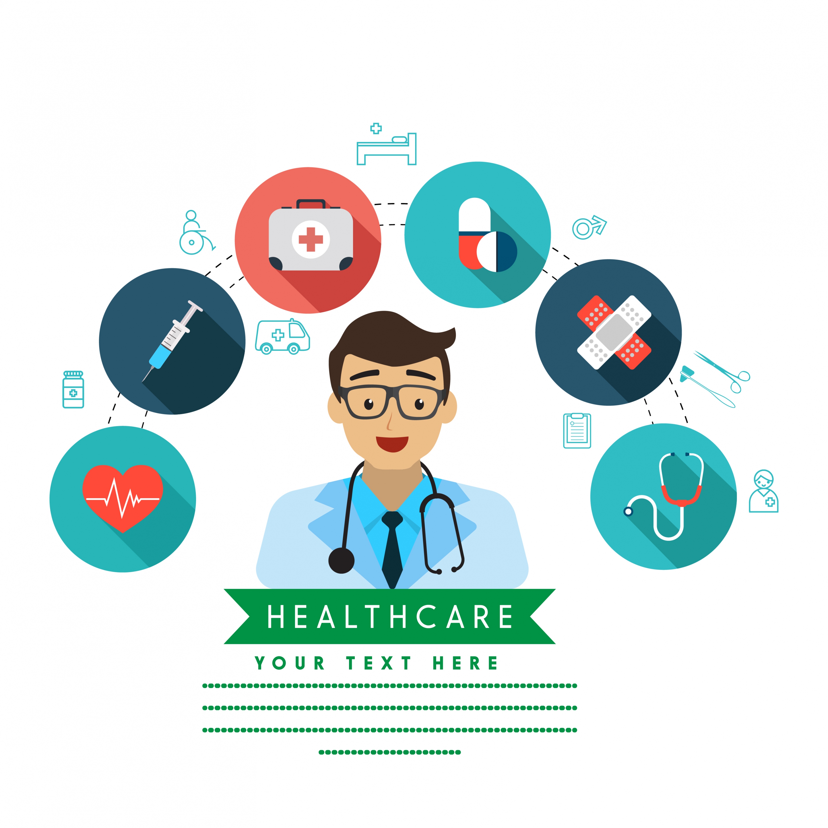 healthcare background doctor icon medical symbols isolation