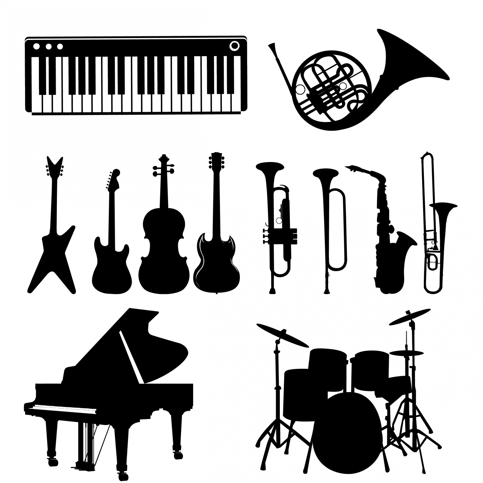 Black Silhouettes - Musical Instruments