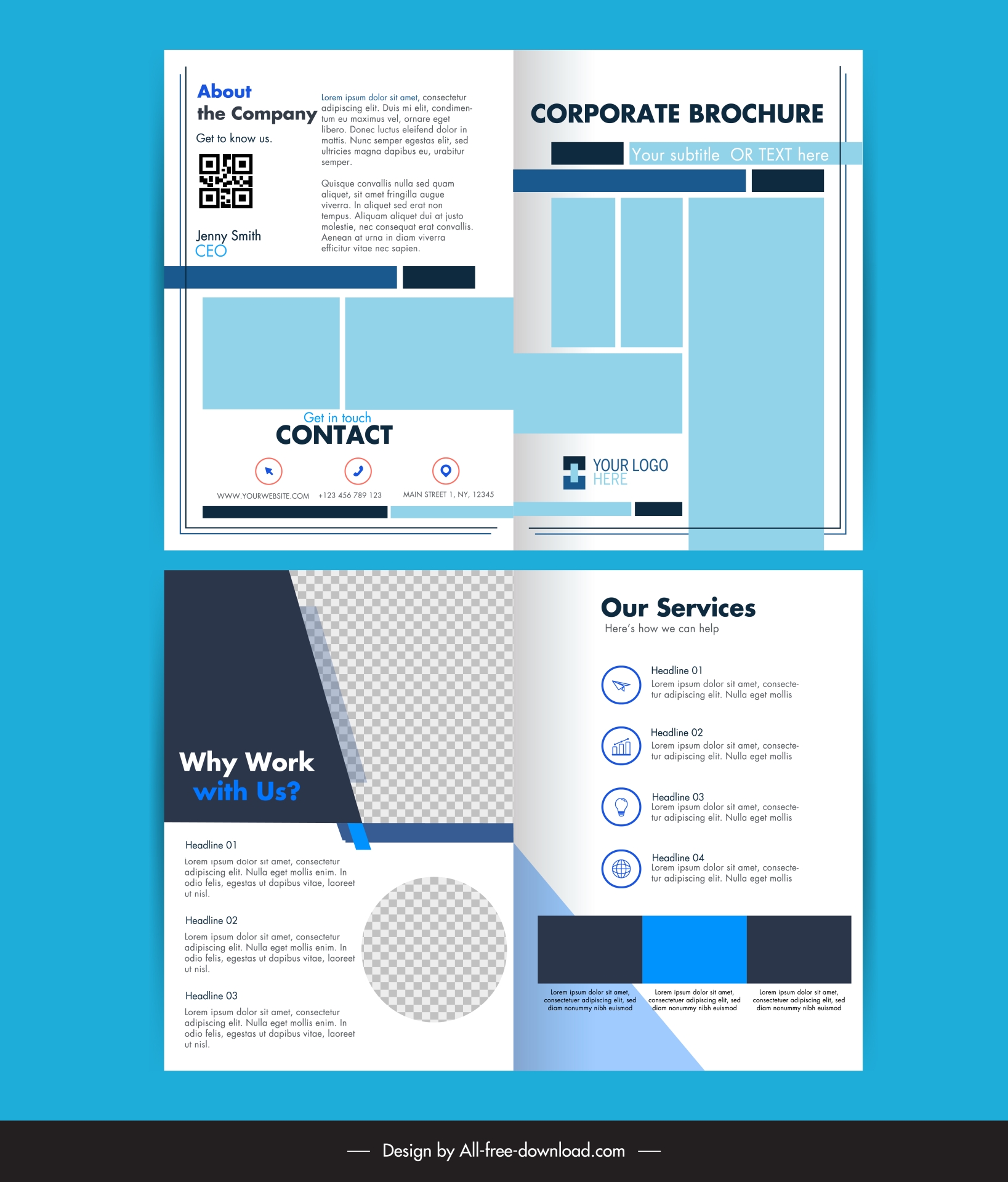 corporate brochure templates modern elegant checkered geometry layout