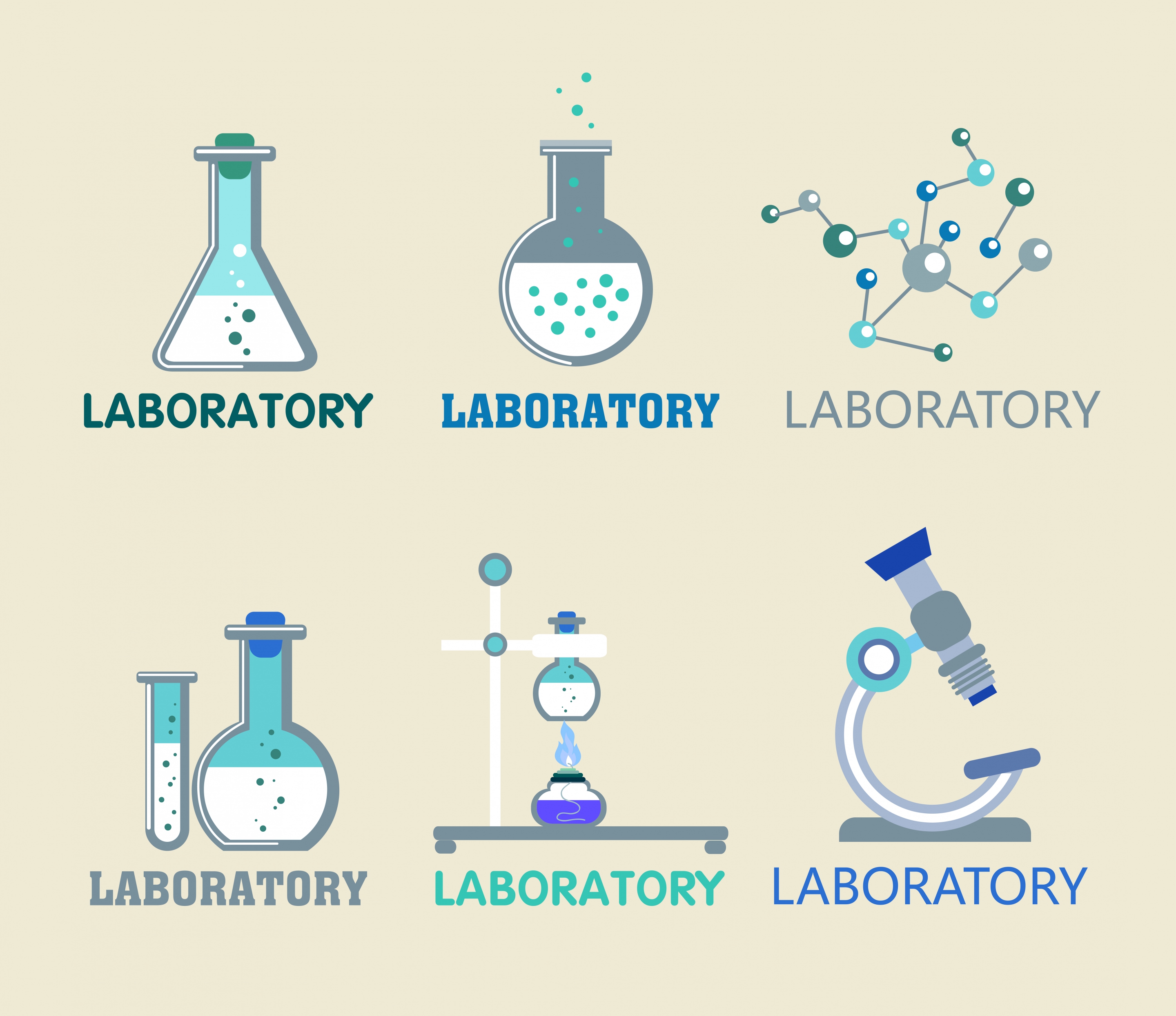 laboratory logotypes glassware molecule microscope icons