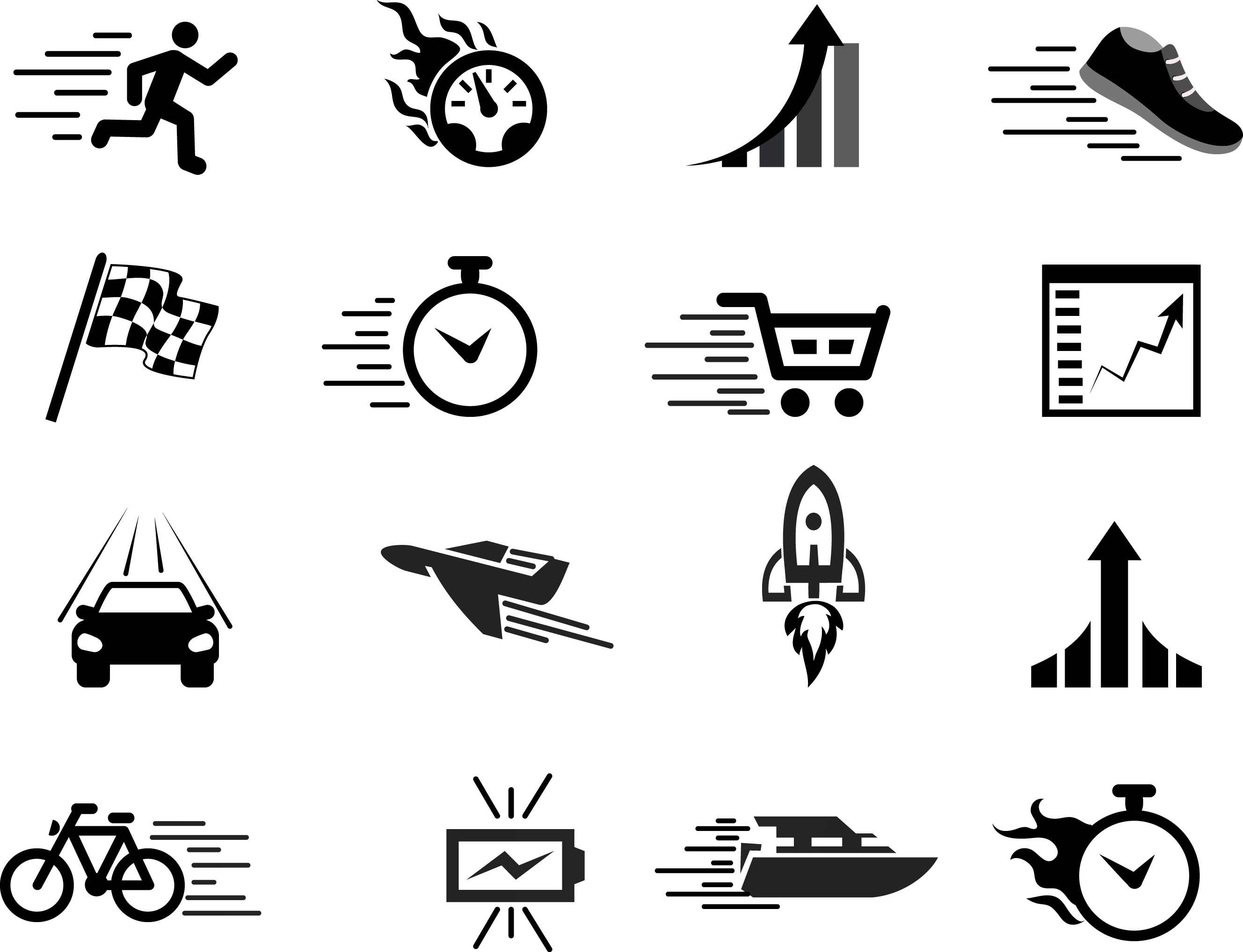 speed design elements various black white flat icons