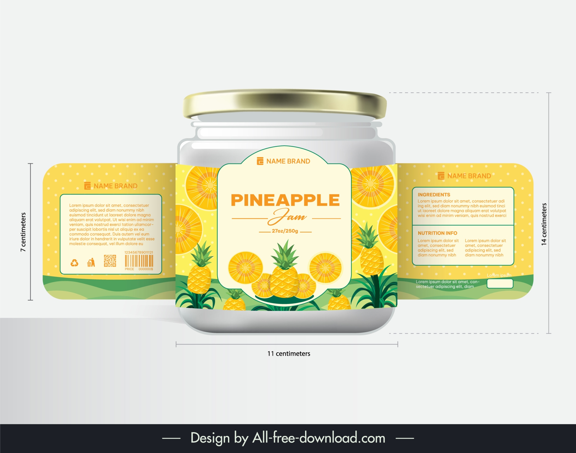 pineapple jam packaging template elegant modern realistic