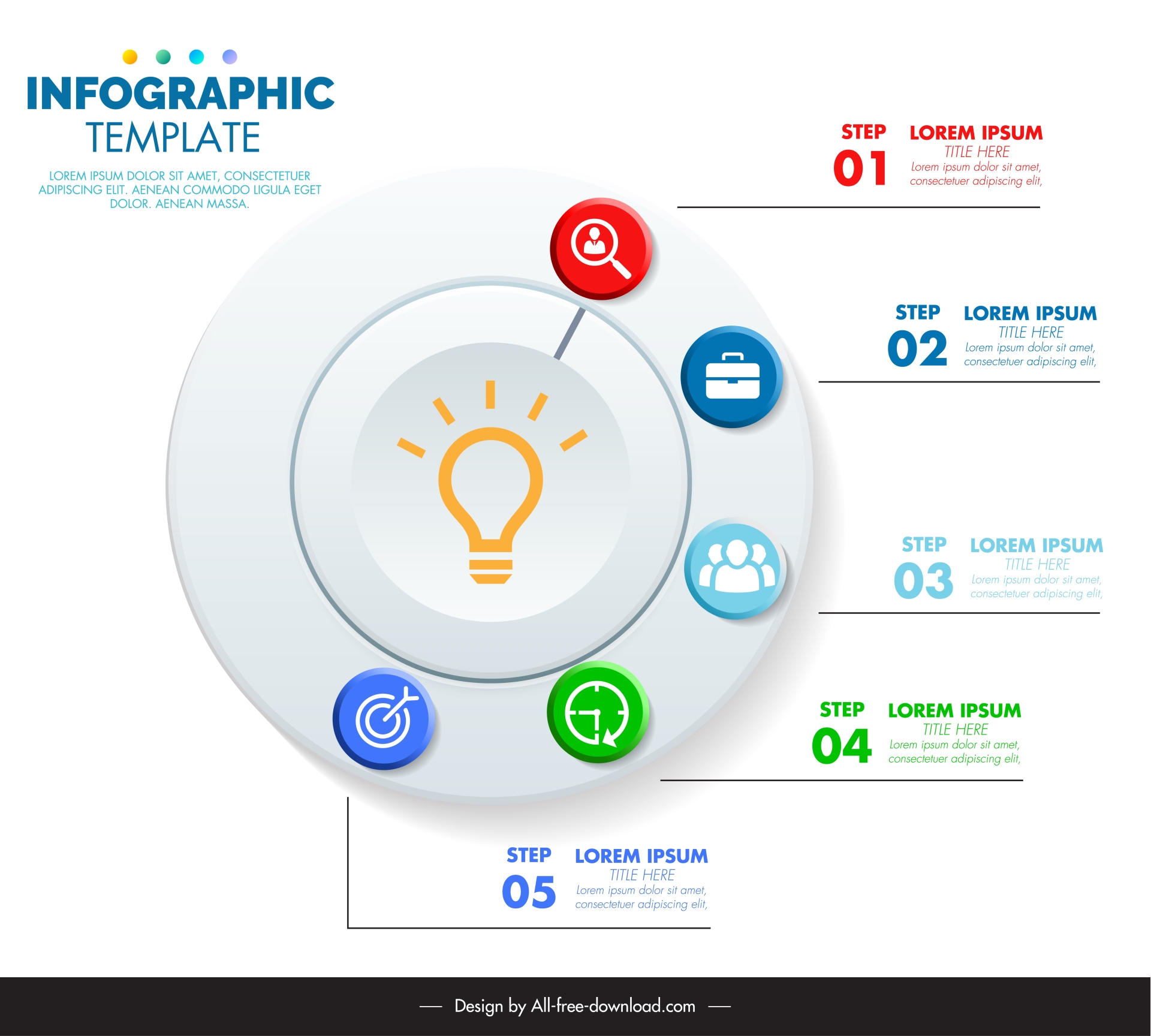 business infographic template elegant circles button icons