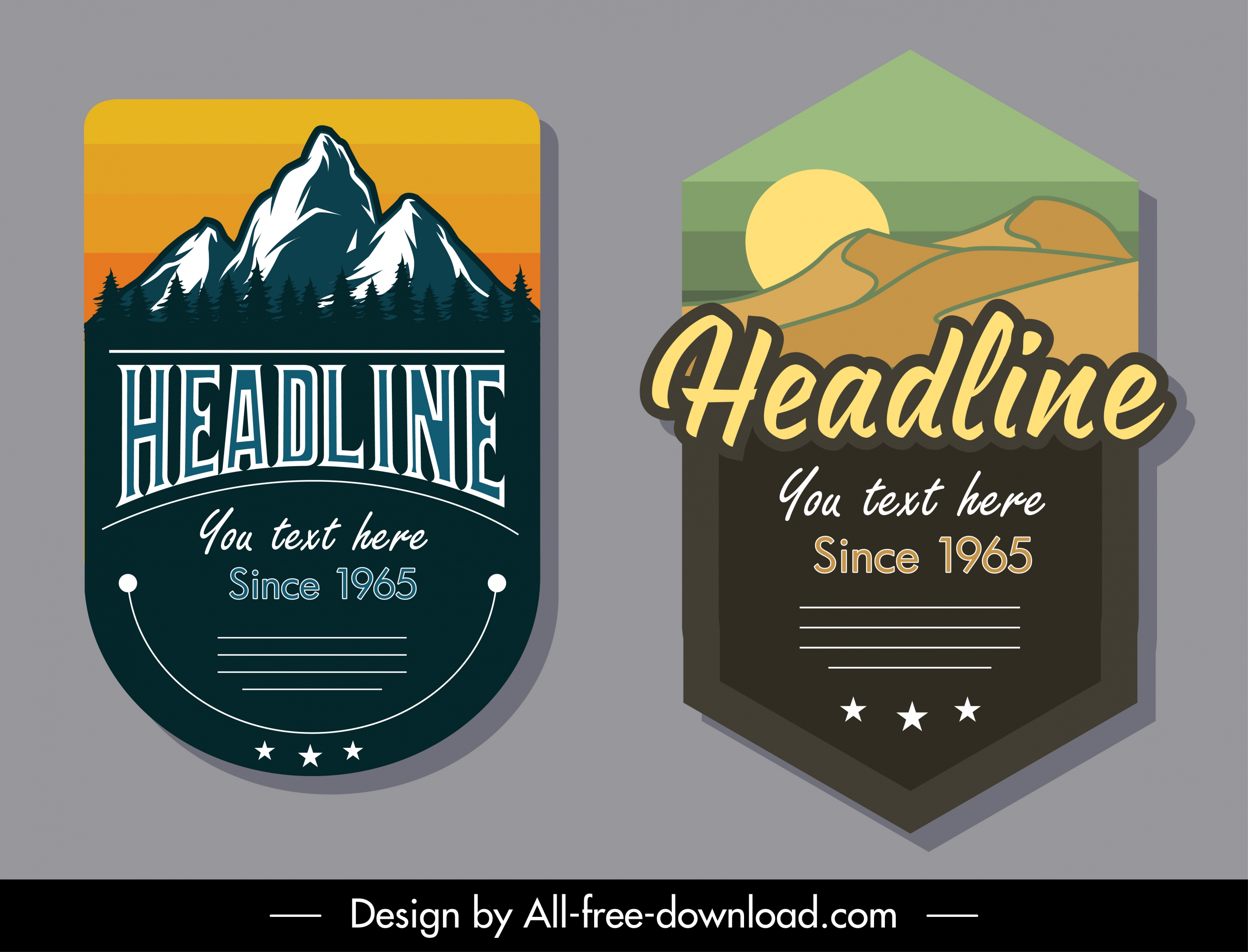 label templates natural scene sketch retro design