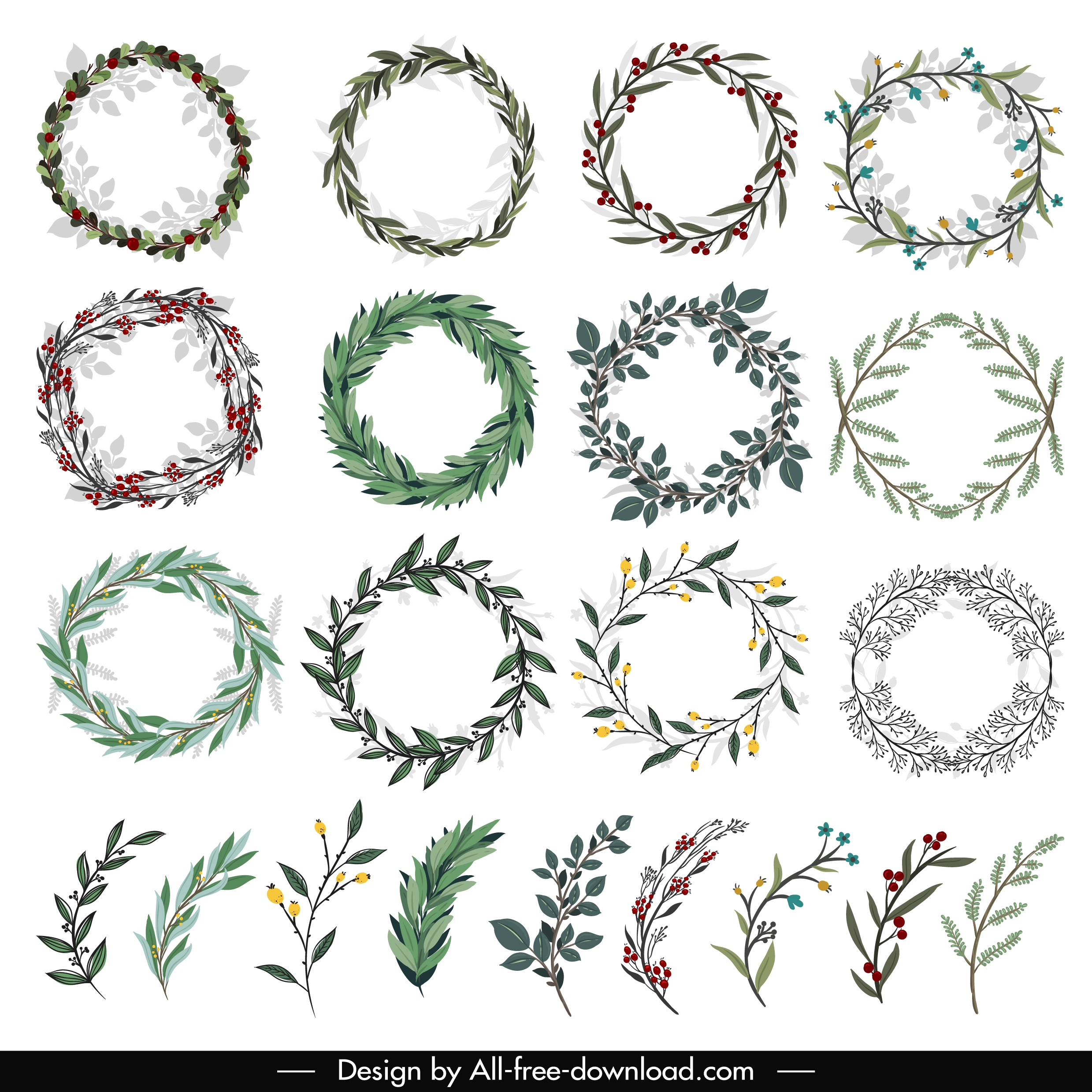 laurel wreath templates floral leaves decor classic design