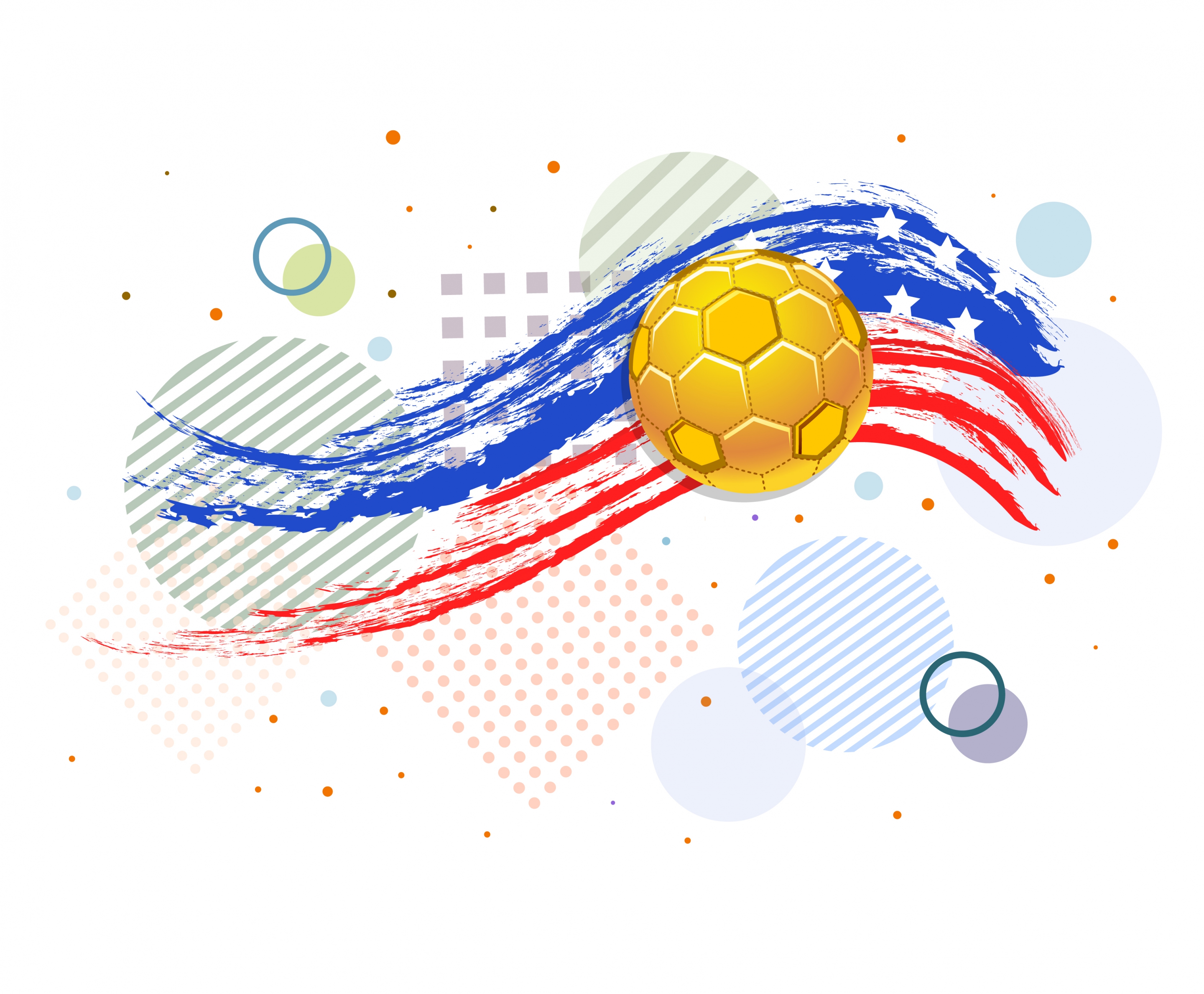 soccer event banner grunge usa flag ball icons