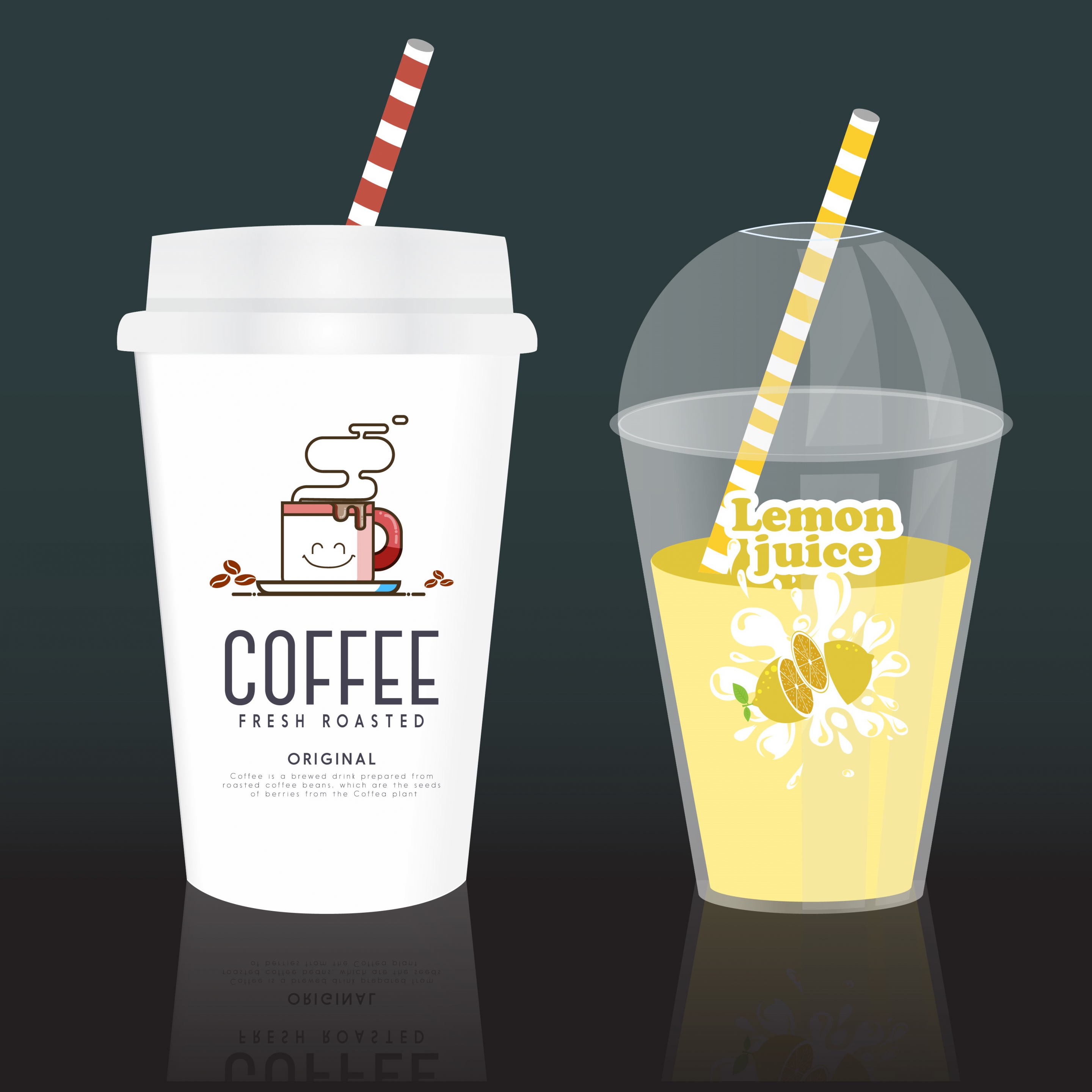 plastic cup icons various realistic colored types