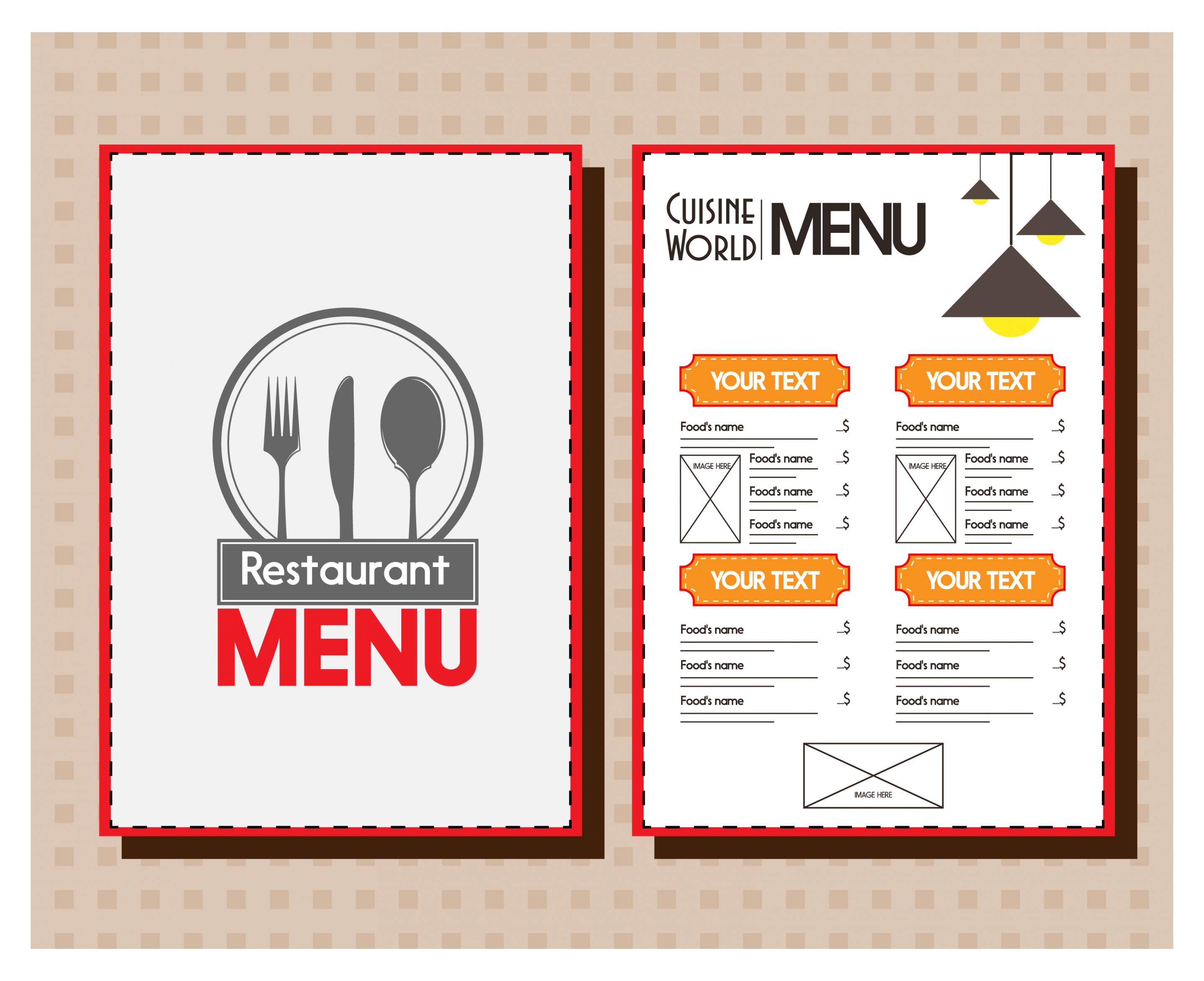 restaurant menu design emblem icons on white background