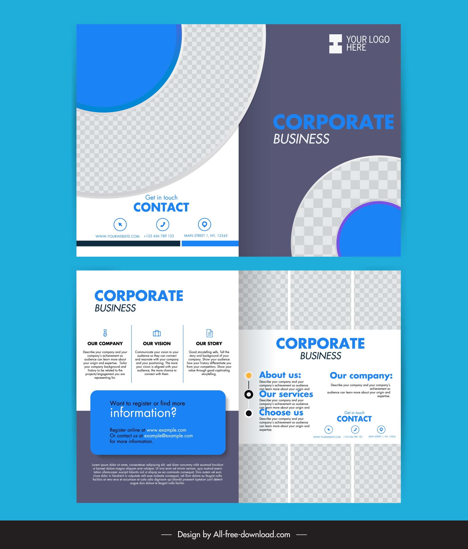 corporate brochure templates elegant checkered circle shapes