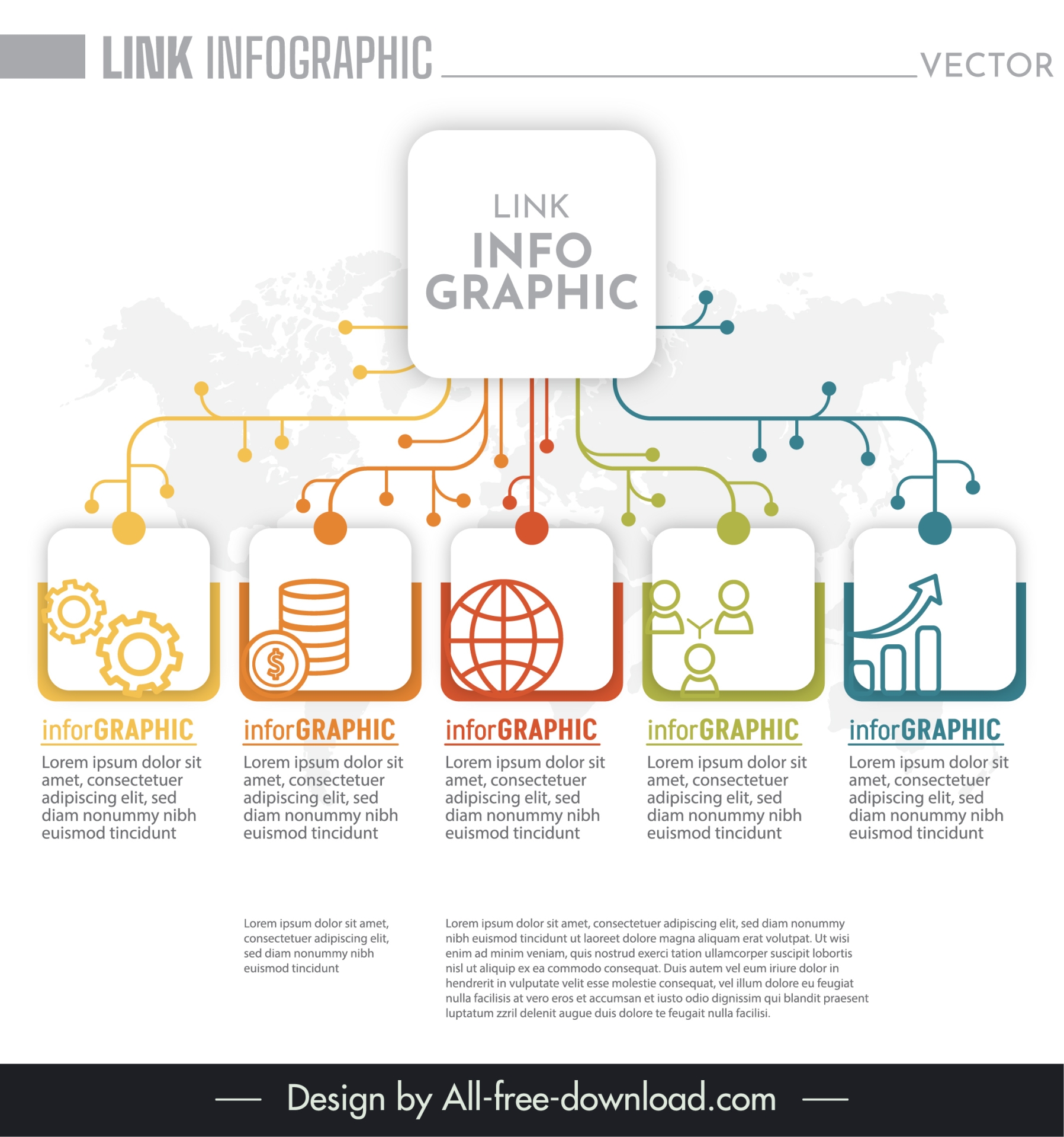 link infographic template flat lines branch chart connection 