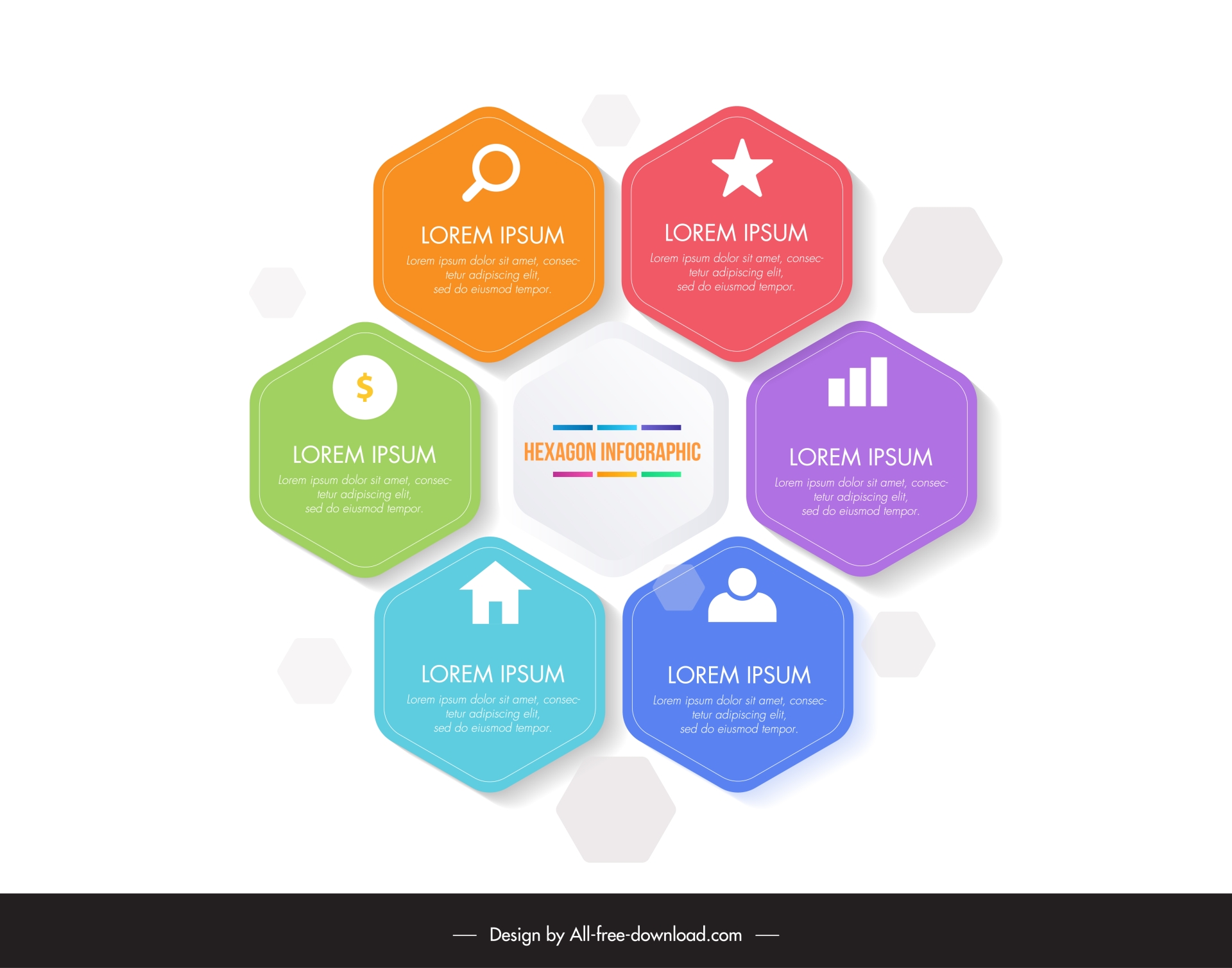 hexagon infographic template elegant symmetric geometric shapes