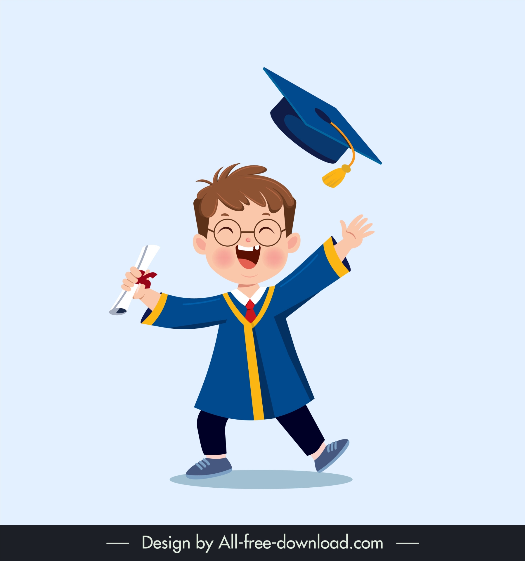  graduation design elements dynamic cute little boy