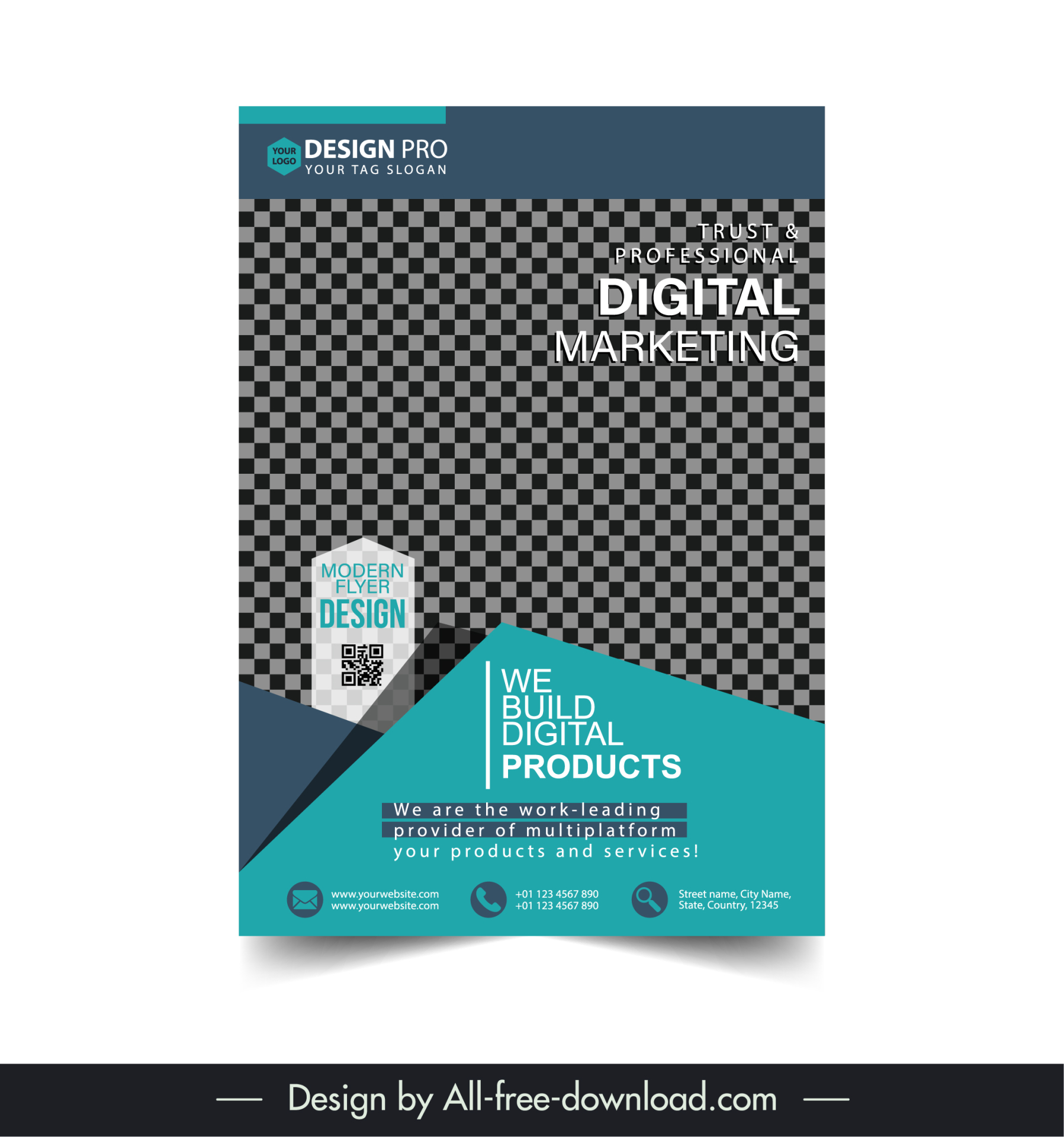 digital marketing flyer design template ex template elegant geometric checkered 