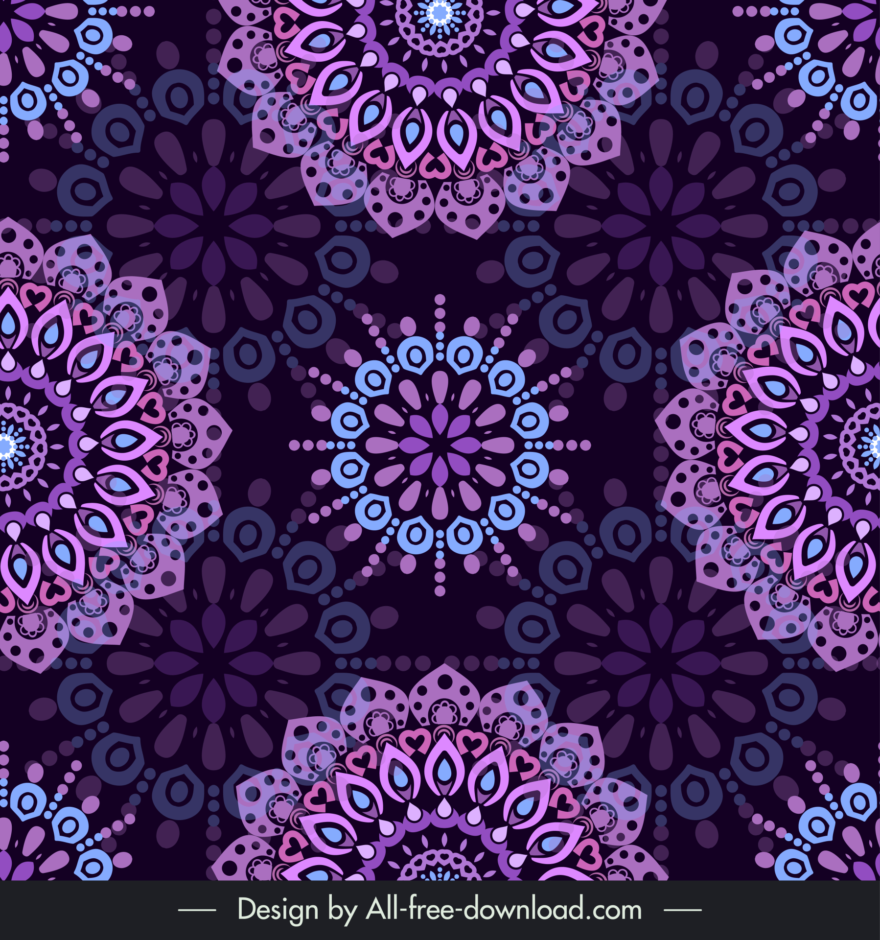  mandala flowers pattern template retro repeating blurred decor